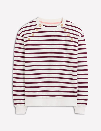Button Detail Sweatshirt-Deep Wisteria, Ivory-5