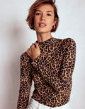 Puff Shoulder Jersey Top-Cheetah Spot