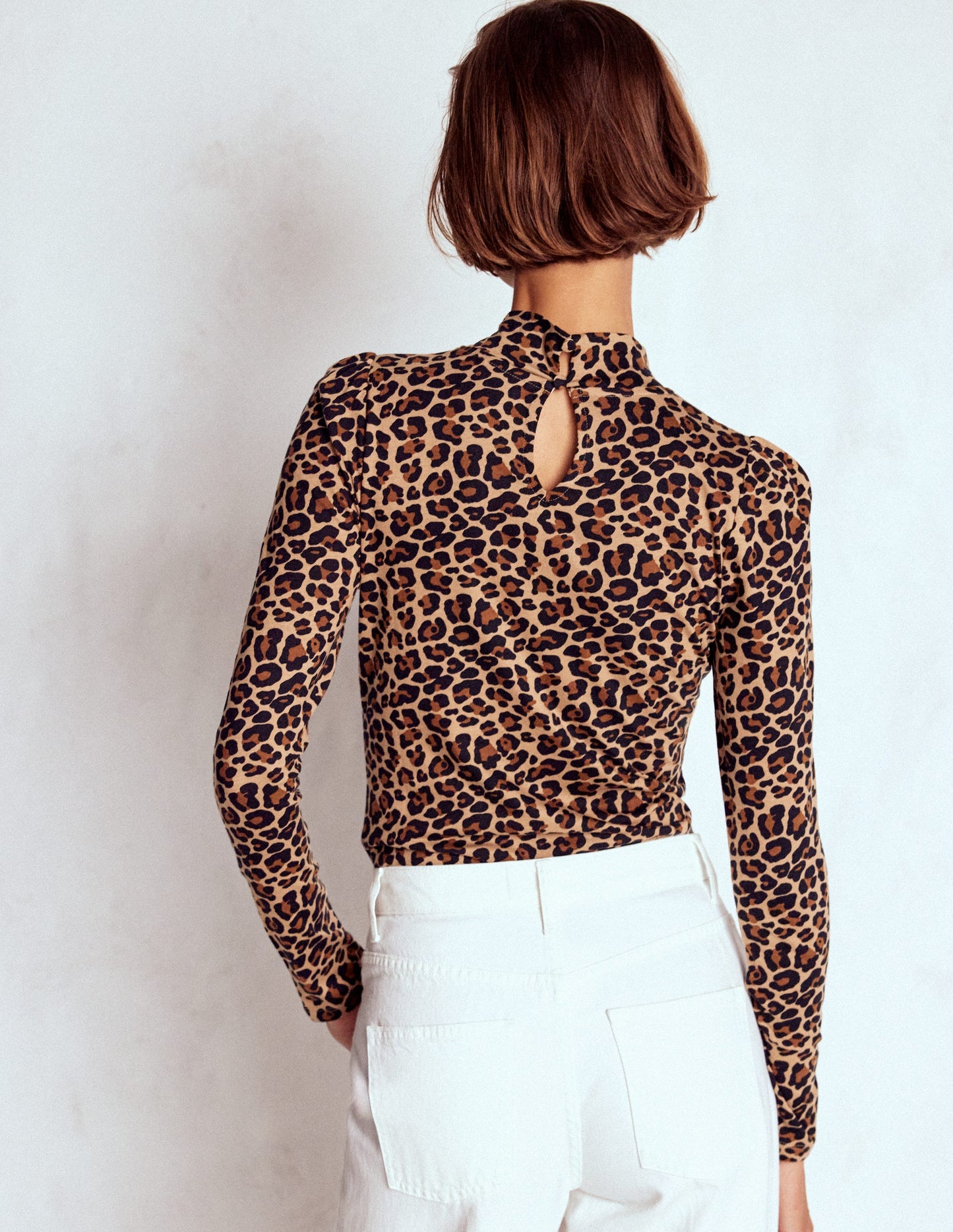 Puff Shoulder Jersey Top-Multi, Cheetah Pop