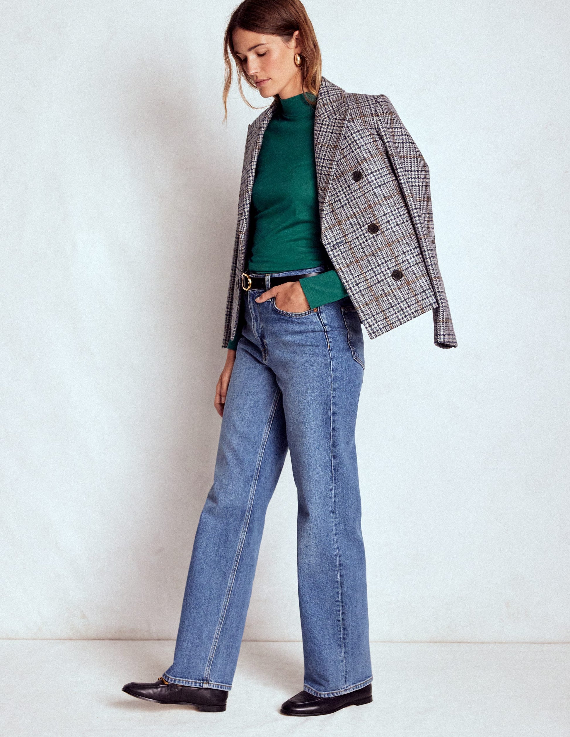 Puff Shoulder Jersey Top-Emerald Night-5