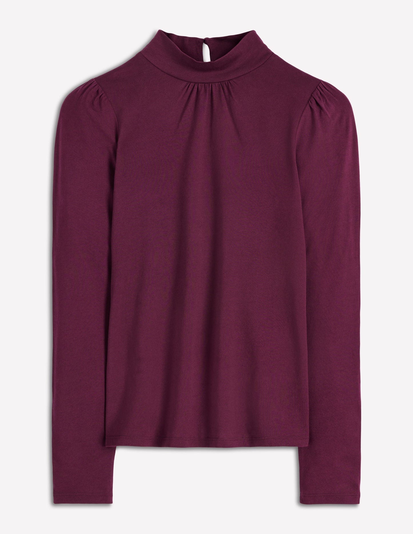 Puff Shoulder Jersey Top-Dark Cherry