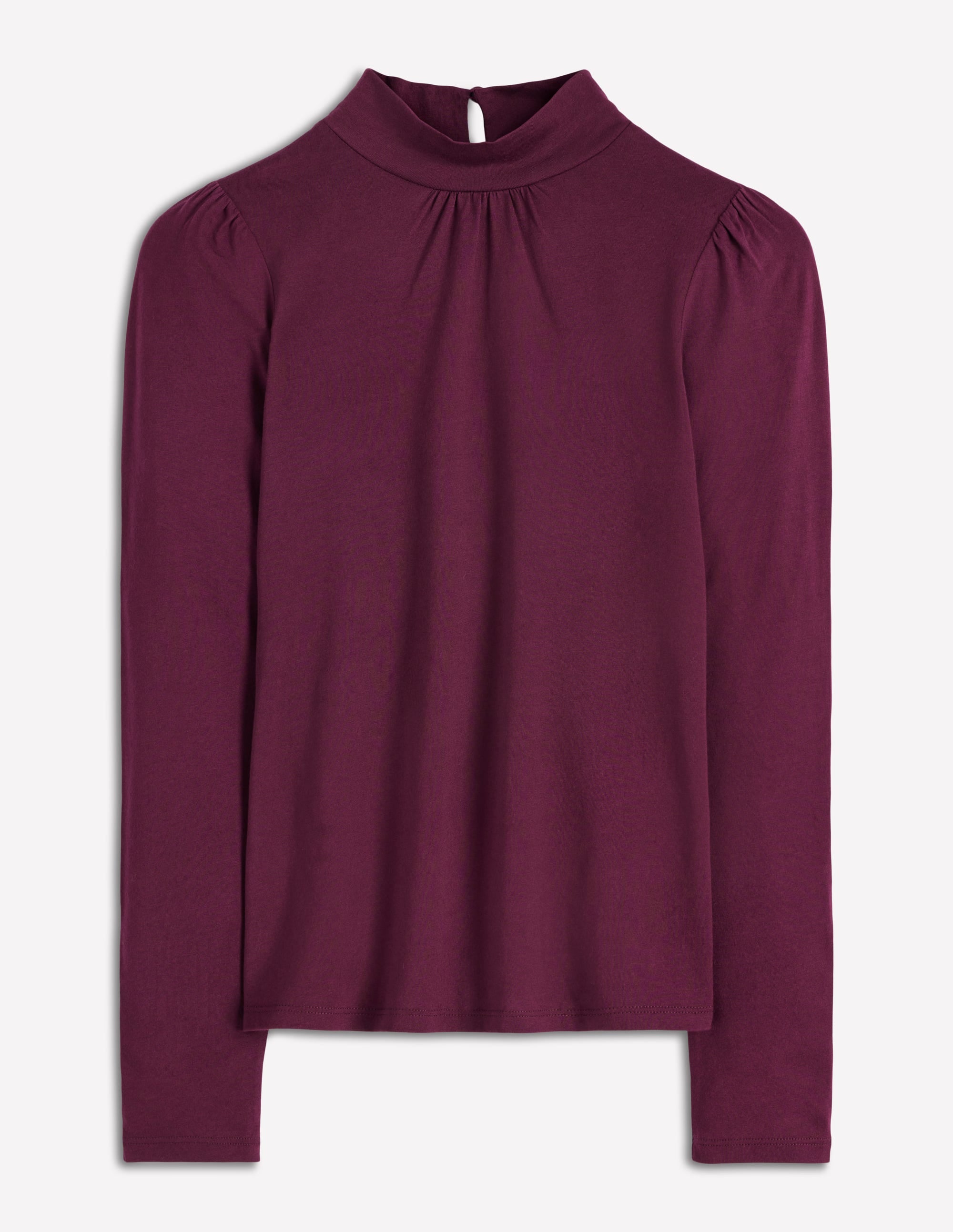Puff Shoulder Jersey Top-Dark Cherry - Image 5