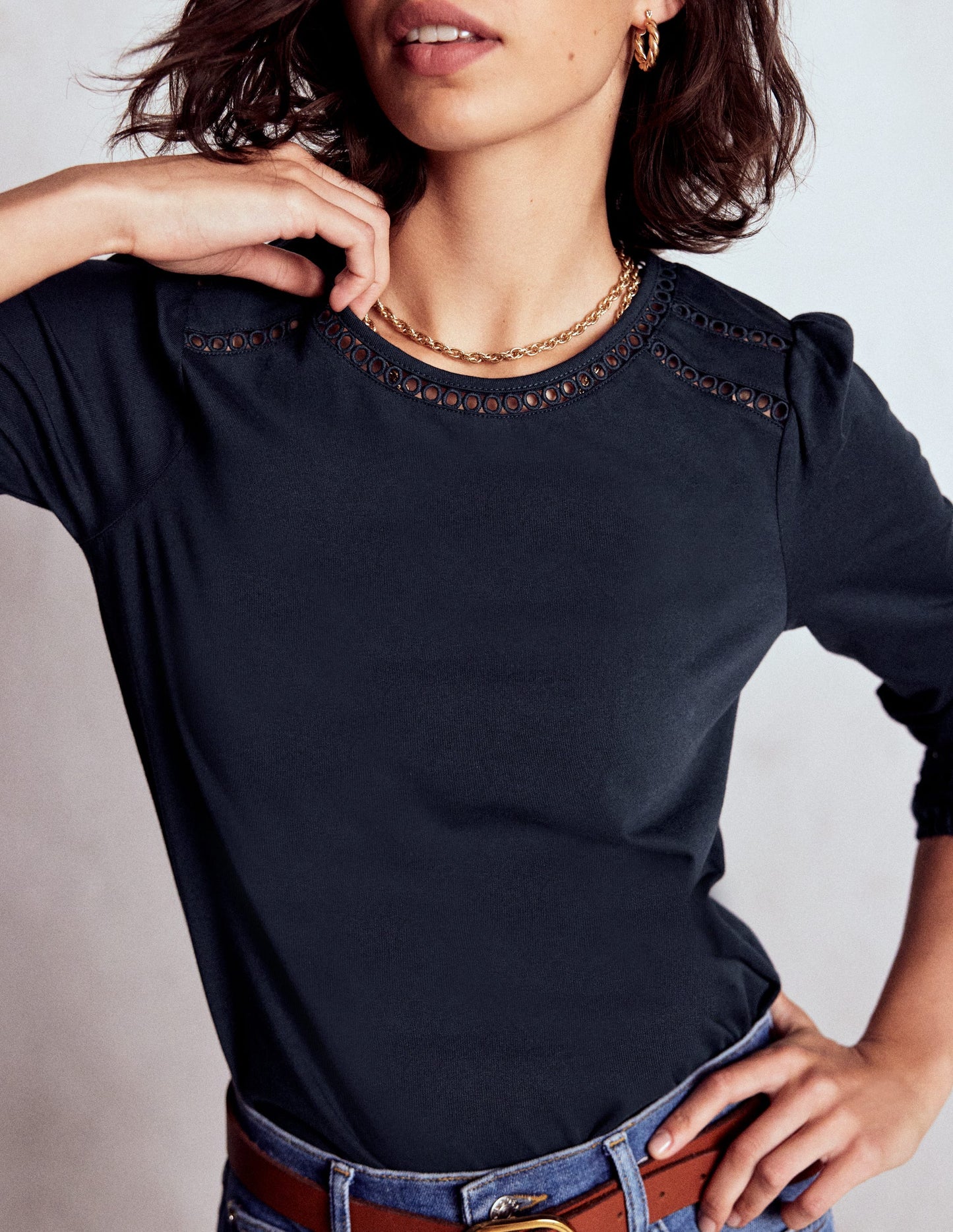 Flo Trim Detail Top-Navy