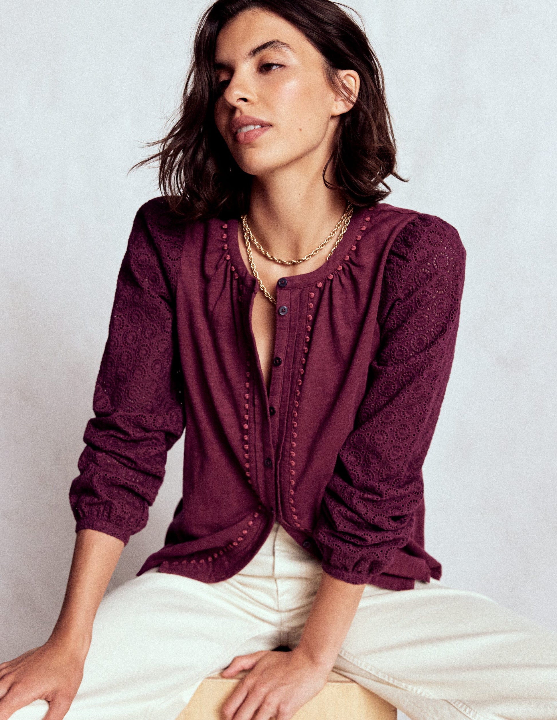 Eden Broderie Jersey Shirt-Deep Wisteria-1