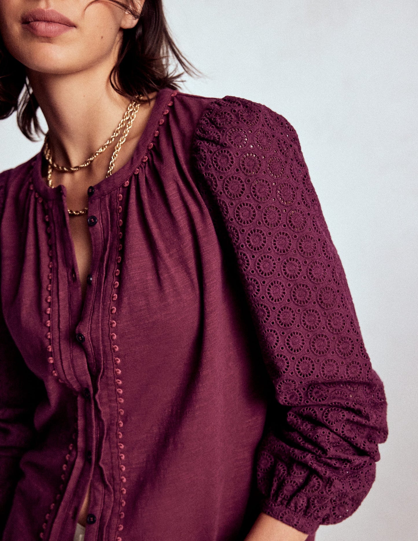 Eden Broderie Jersey Shirt-Deep Wisteria