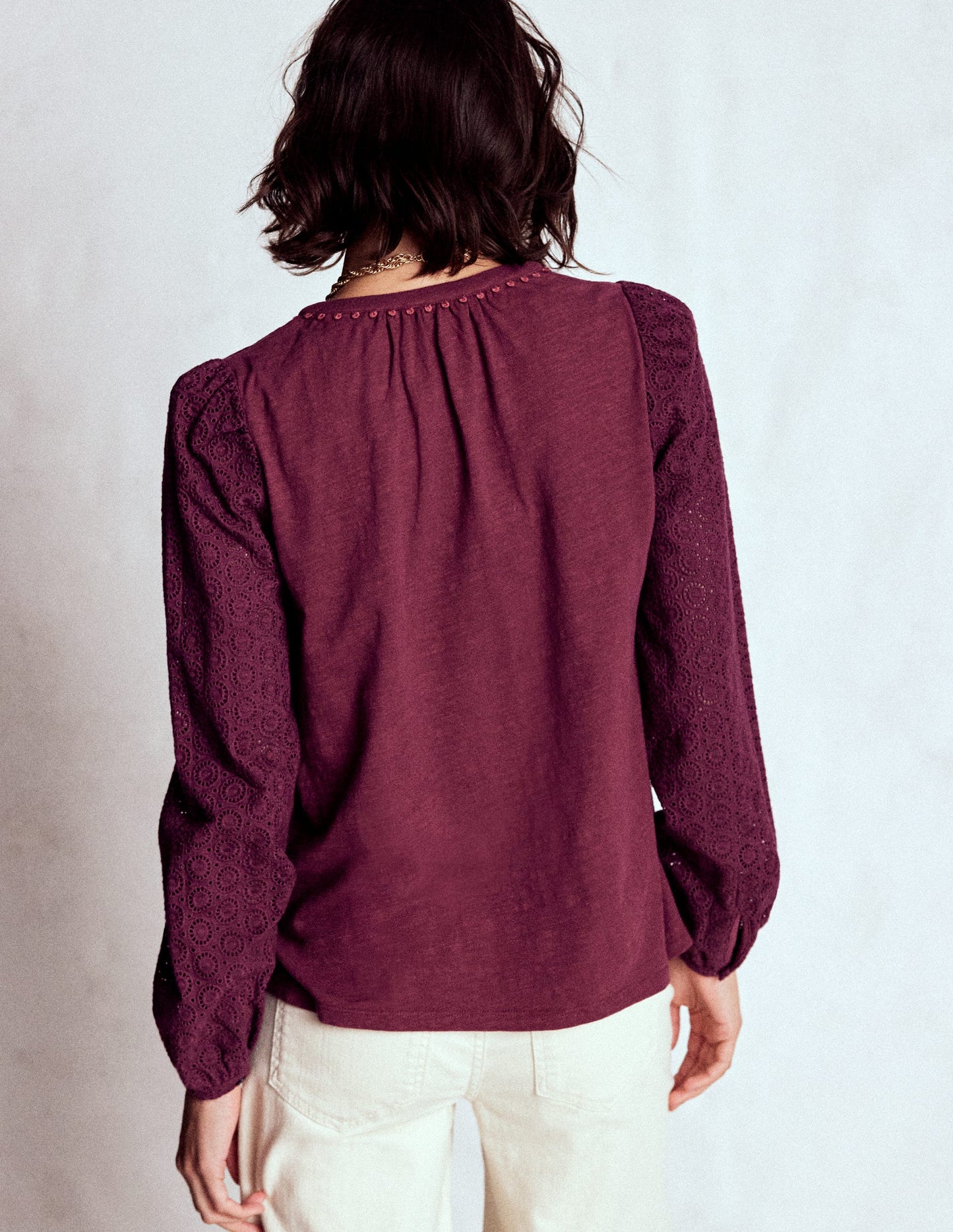 Eden Broderie Jersey Shirt-Deep Wisteria