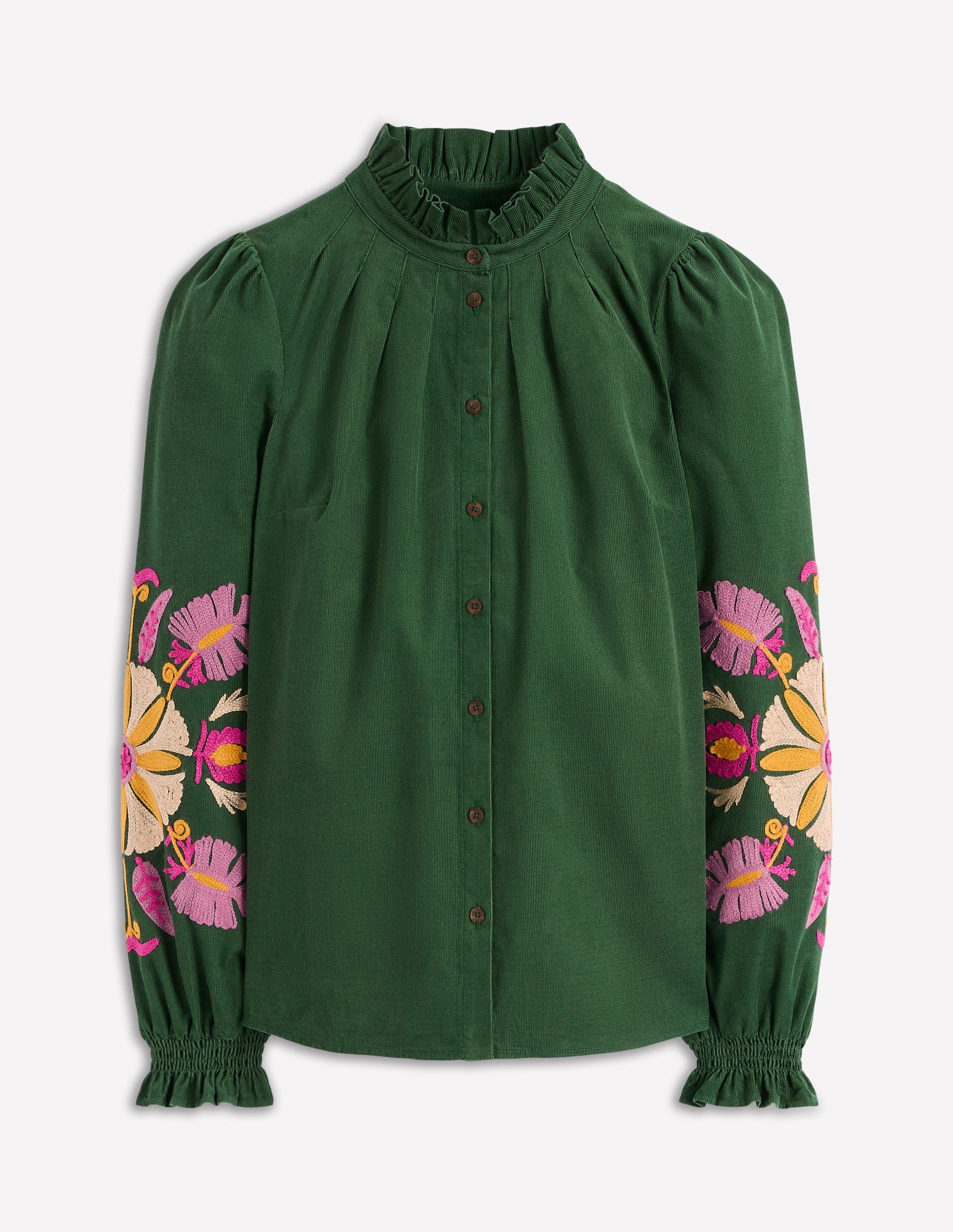 Lorna Cord Top-Hunter Green Embroidered-5