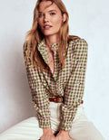 Helena Brushed Cotton Top-Green and Pink Floral Check