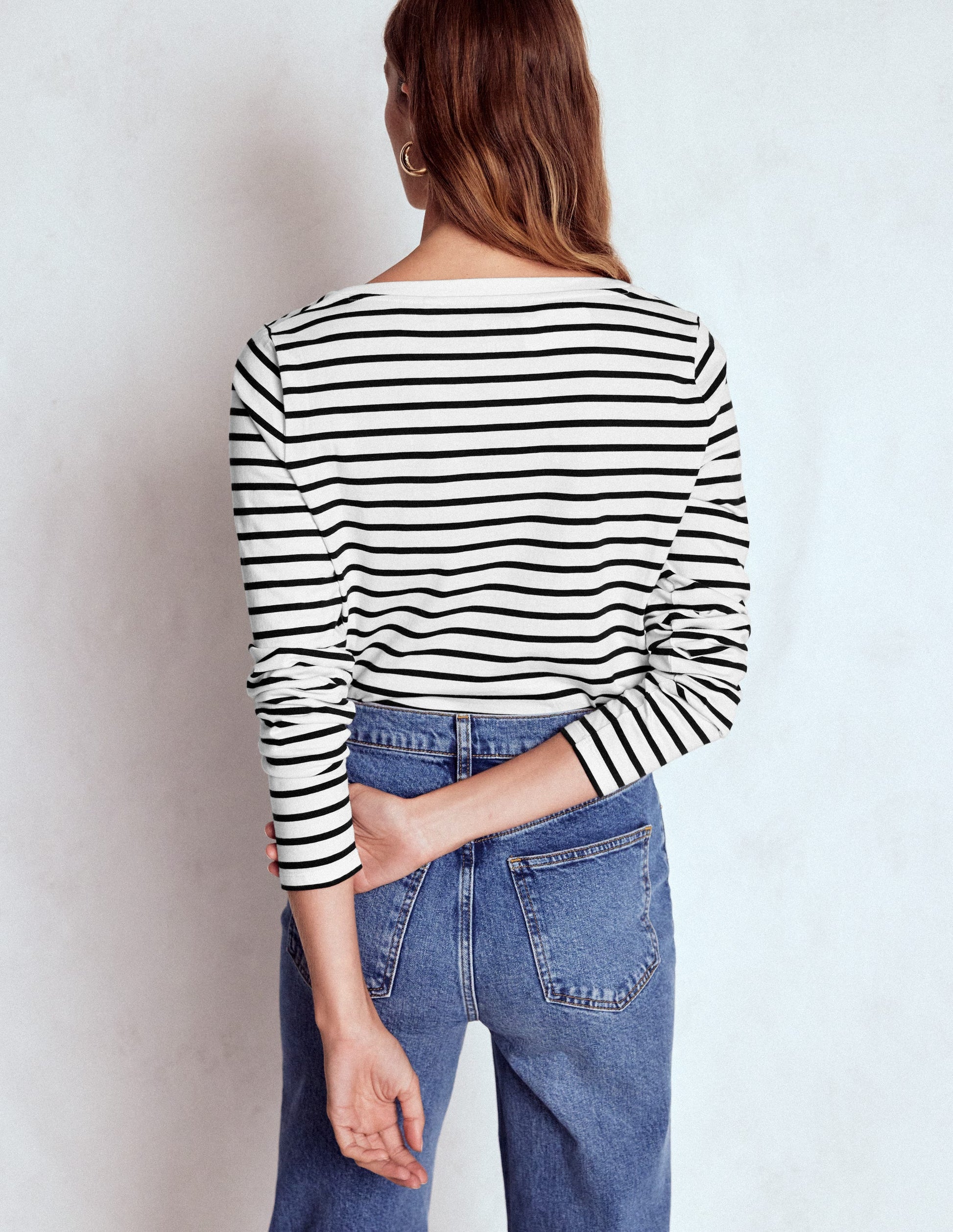Olivia Long Sleeve Breton-Ivory, Black-3