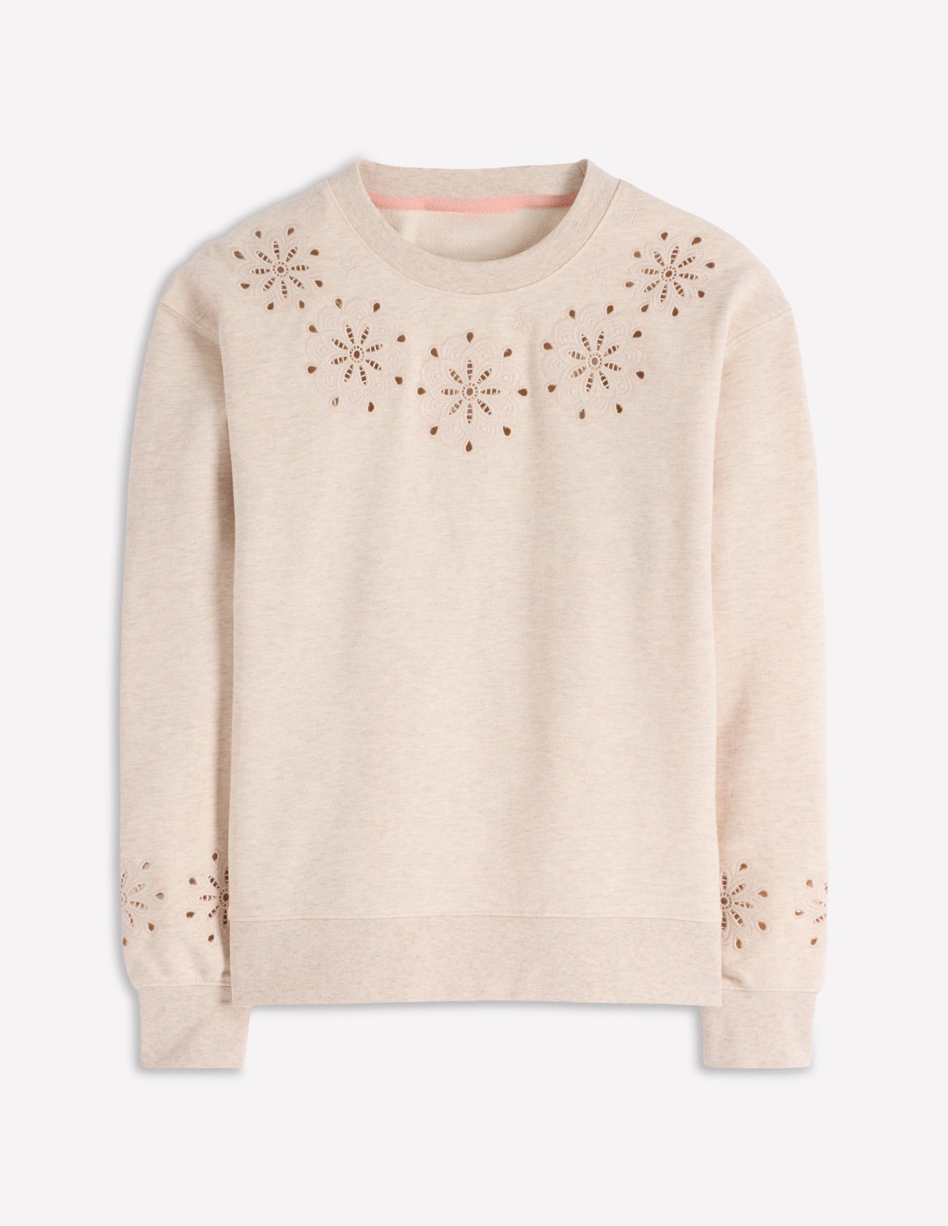 Emi Cutwork Sweatshirt-Oatmeal Marl-5