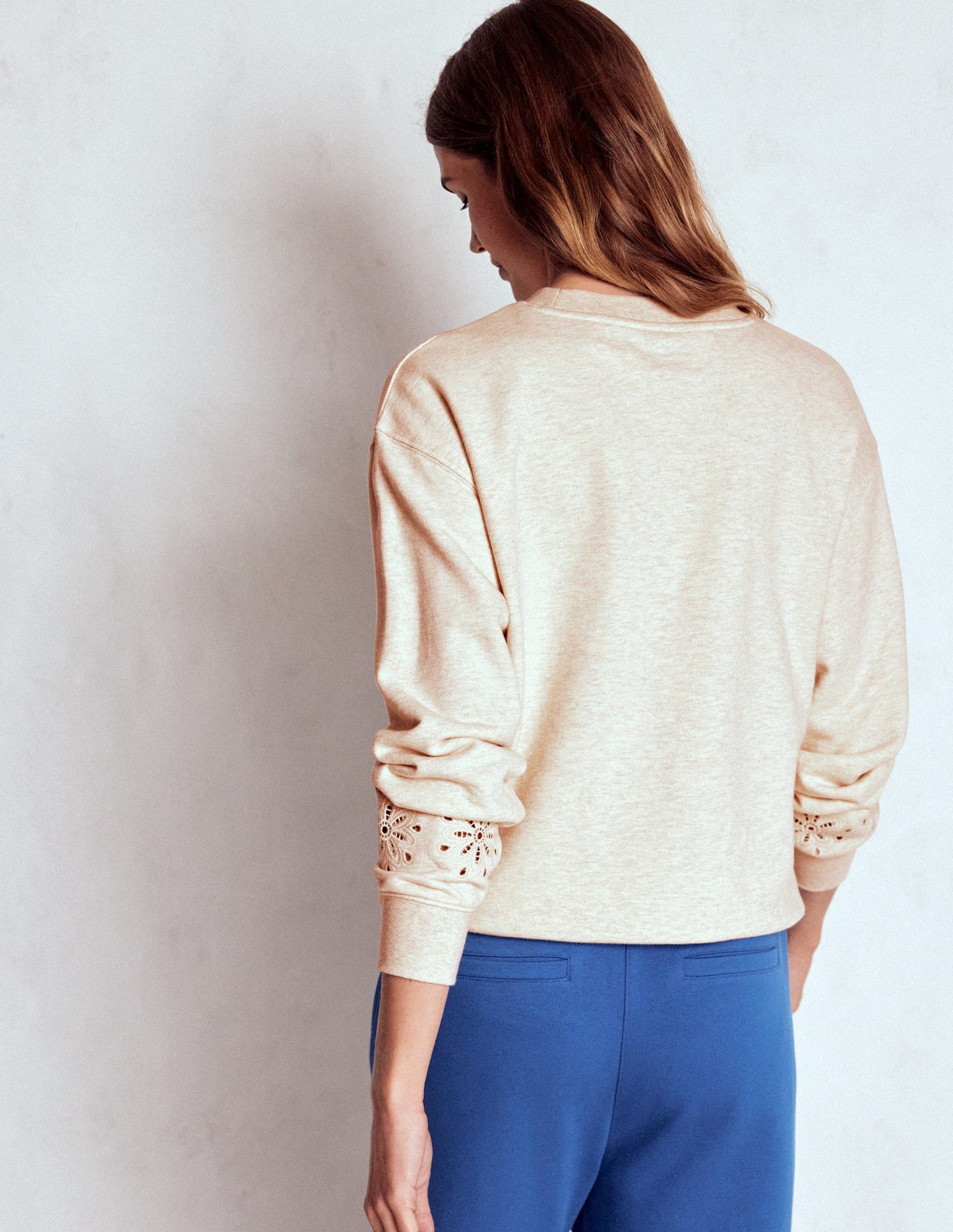 Emi Cutwork Sweatshirt-Oatmeal Marl