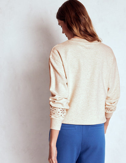 Emi Cutwork Sweatshirt-Oatmeal Marl-3