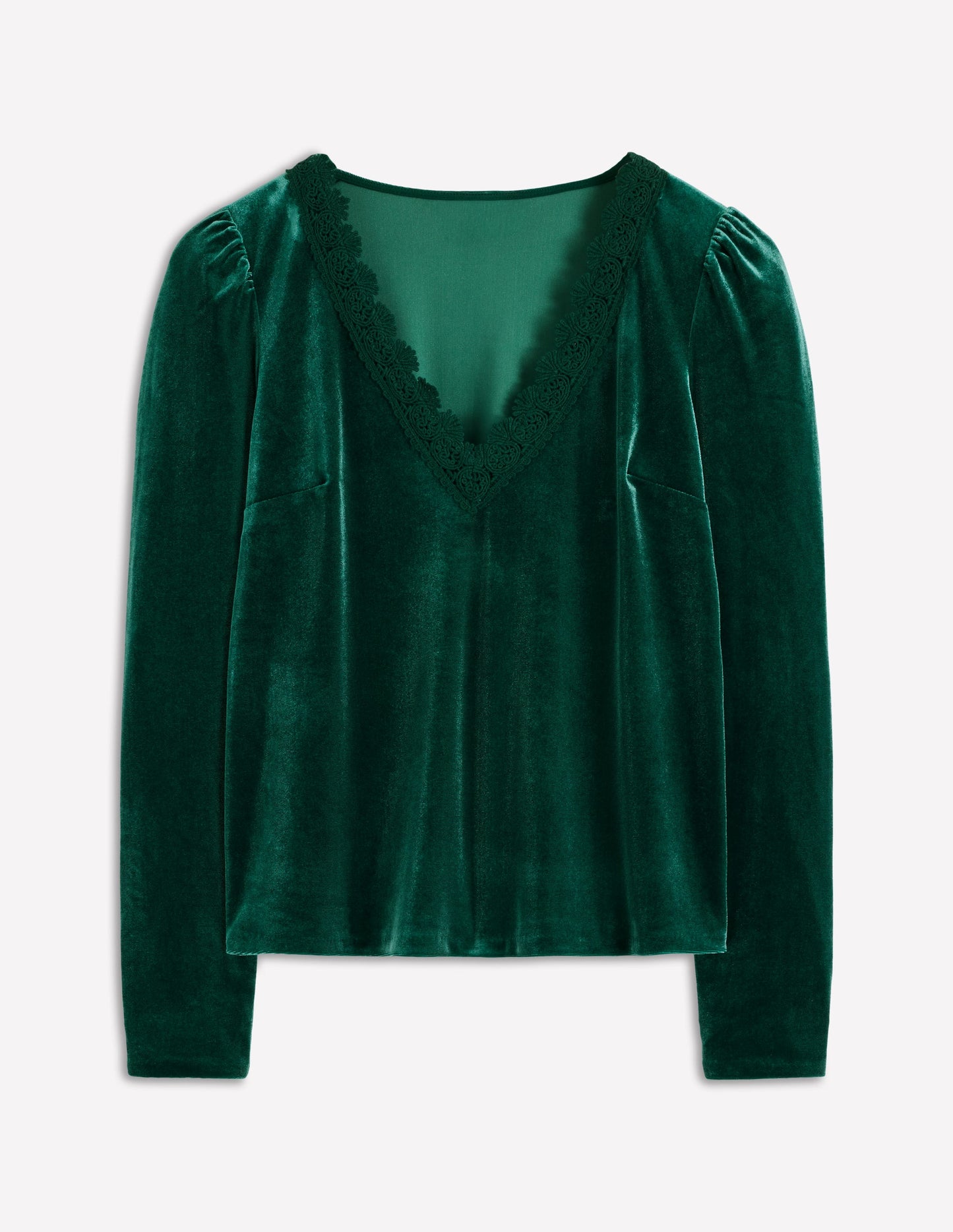 Flora V-Neck Velvet Top-Emerald Night