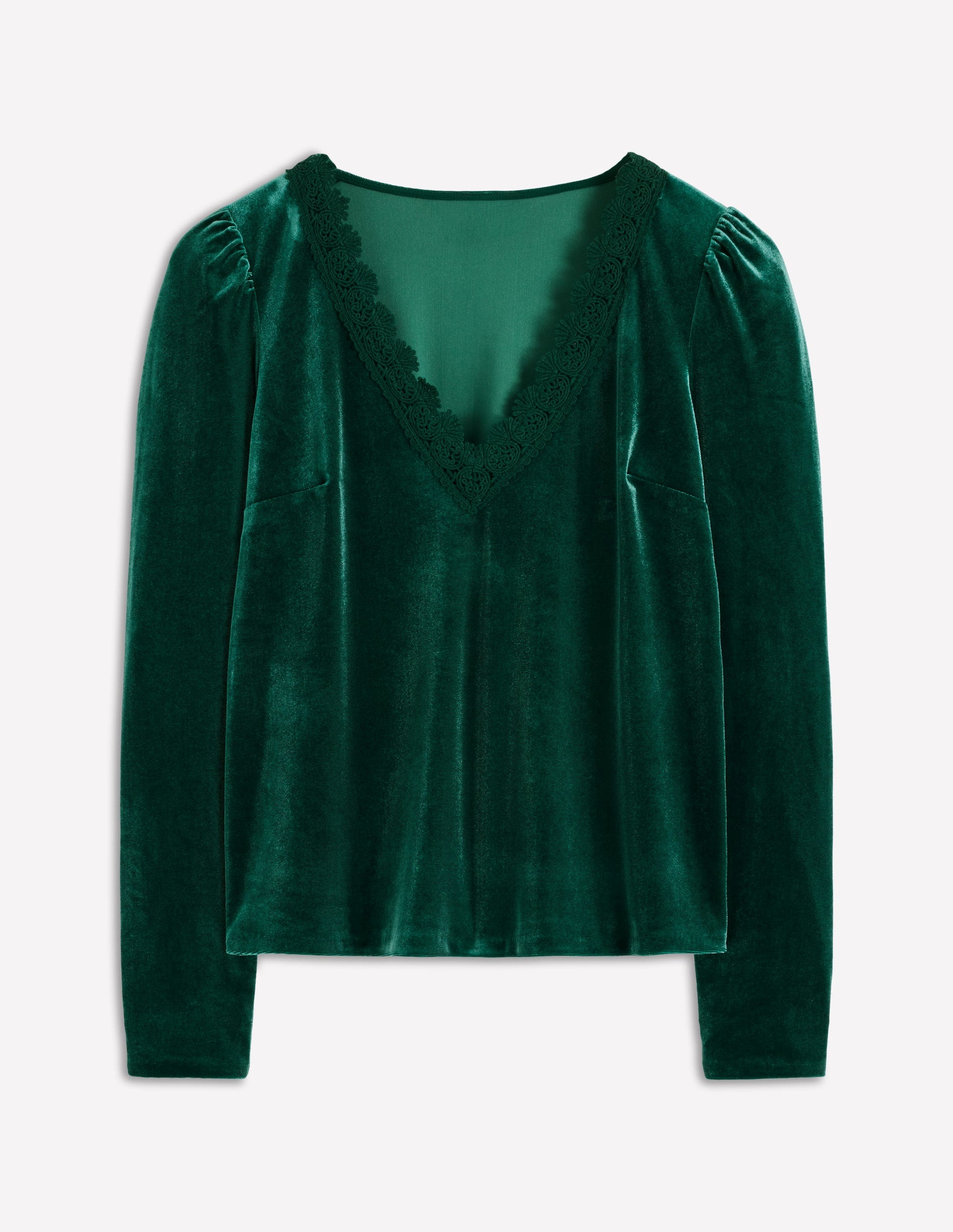 Flora V-Neck Velvet Top-Emerald Night-5