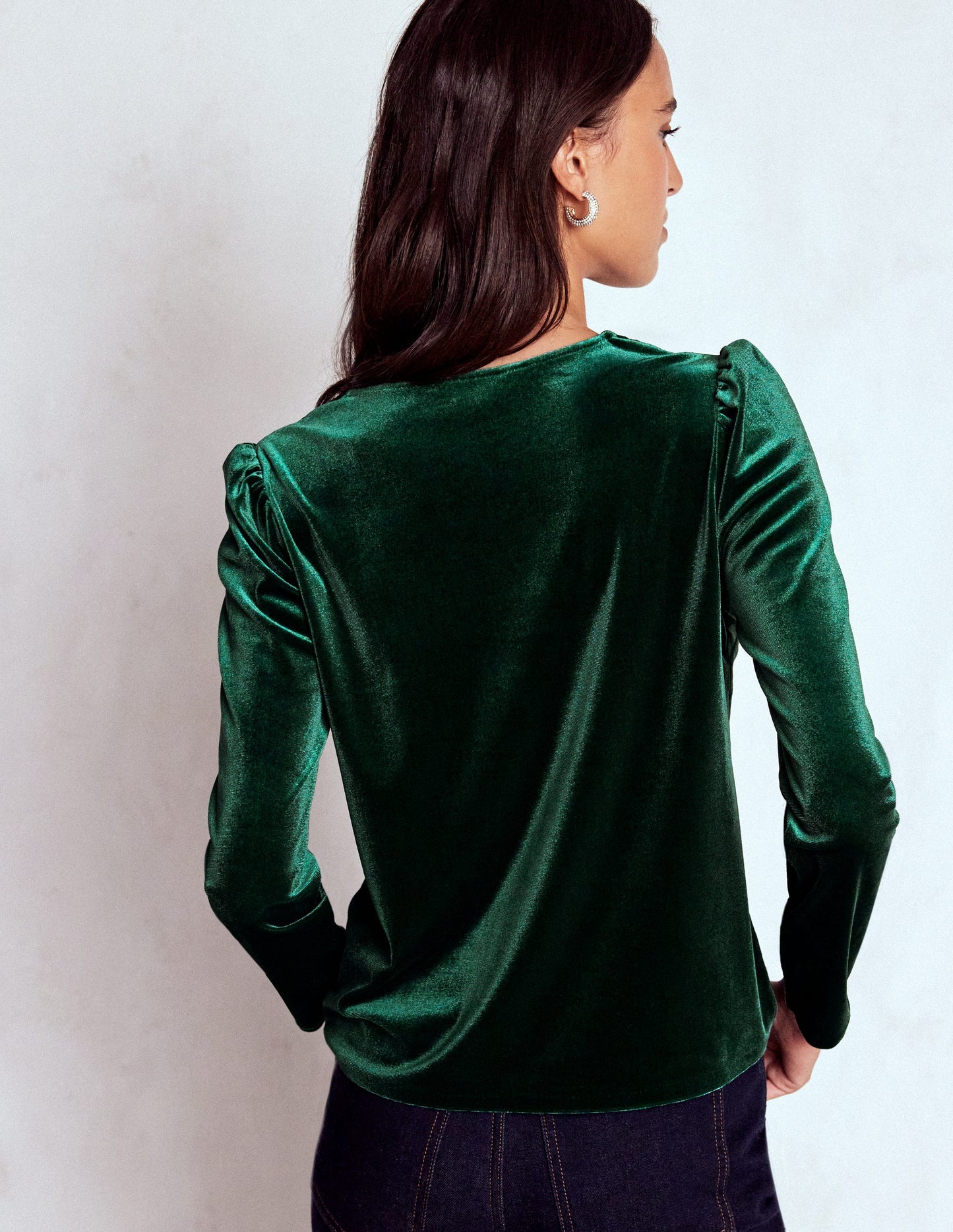 Flora V-Neck Velvet Top-Emerald Night
