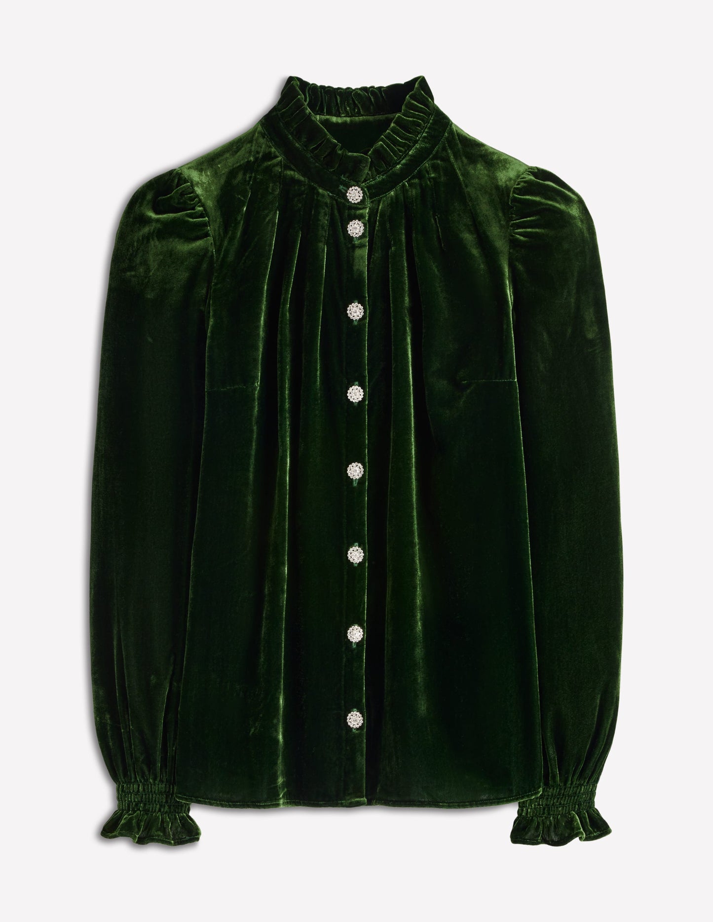 Lorna Pleat Neck Velvet Top-Green Fir