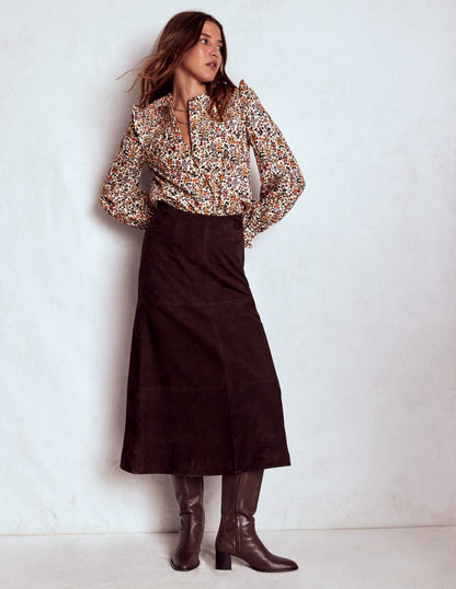 Smocked Yoke Cord Top-Ivory Floral-5