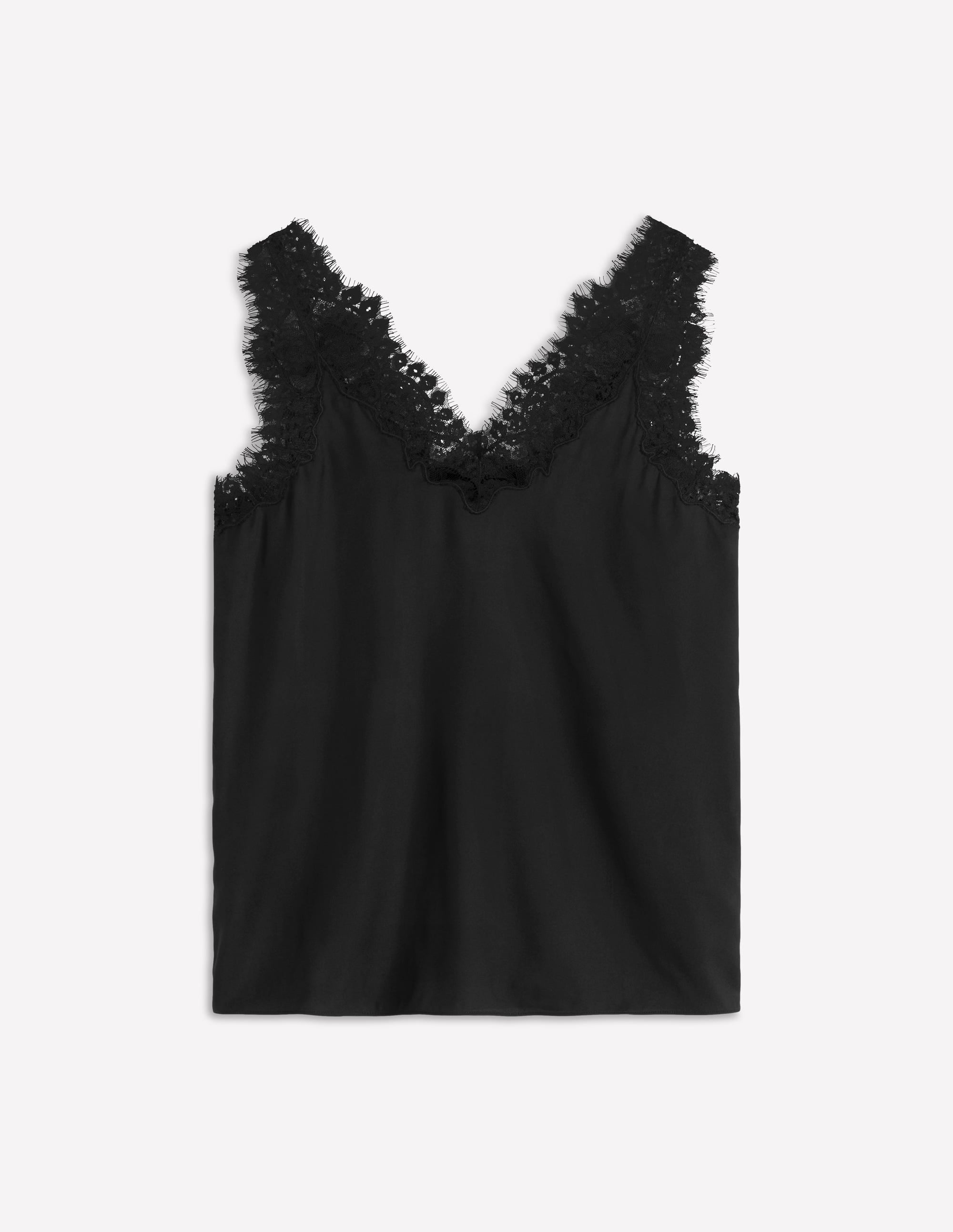 Silk-blend Lace Trim Cami Top-Black | Boden USA