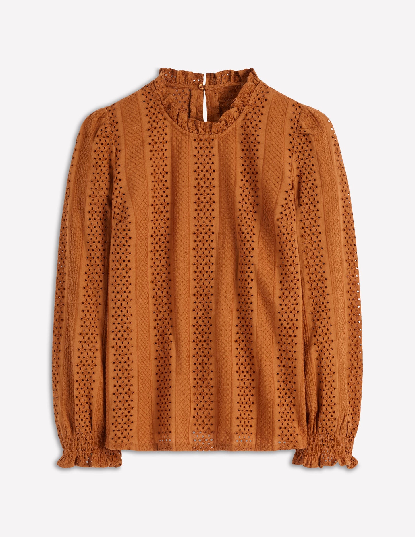 Frill Detail Broderie Top-Mustard