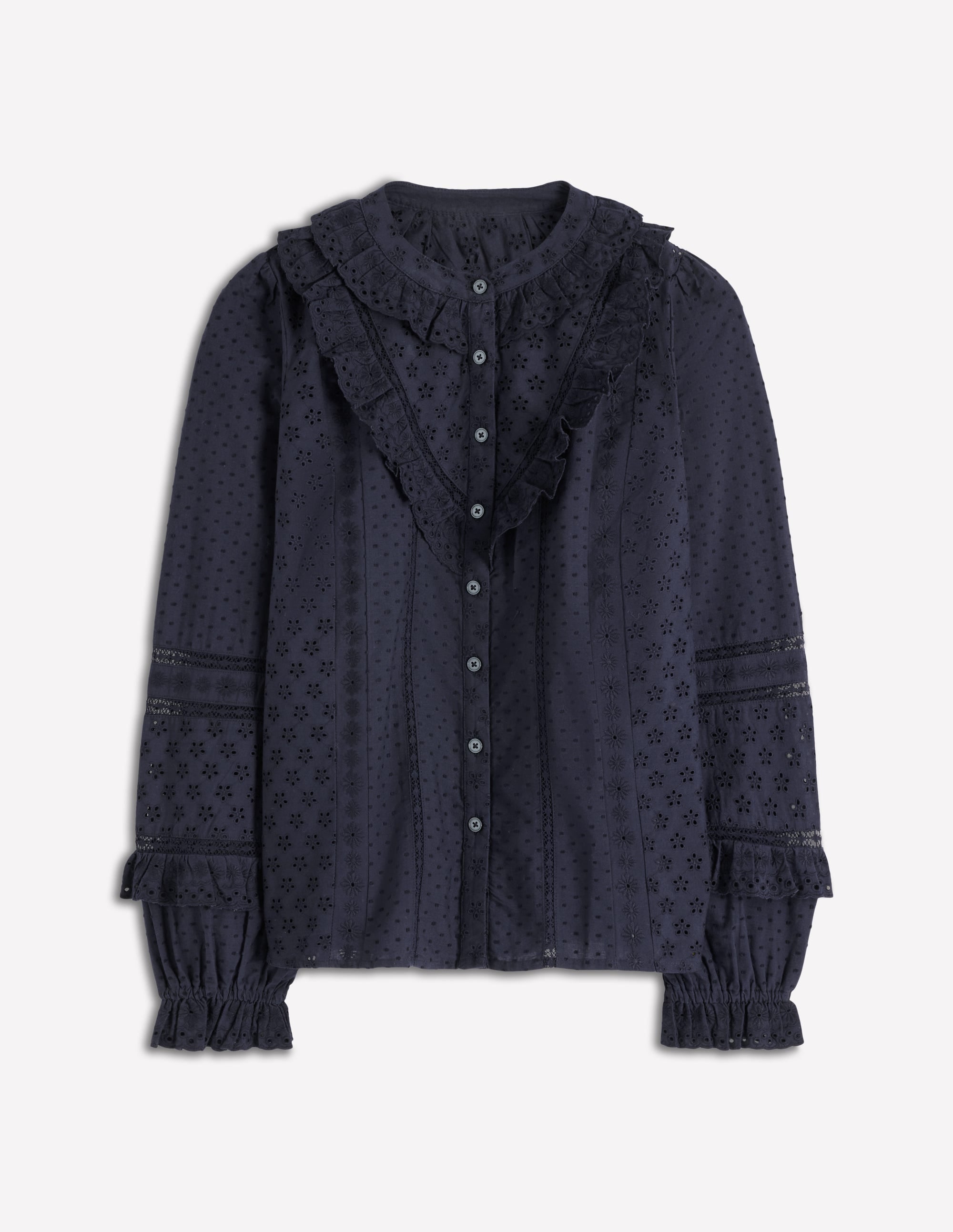 Broderie Ruffle Top-Navy | Boden USA