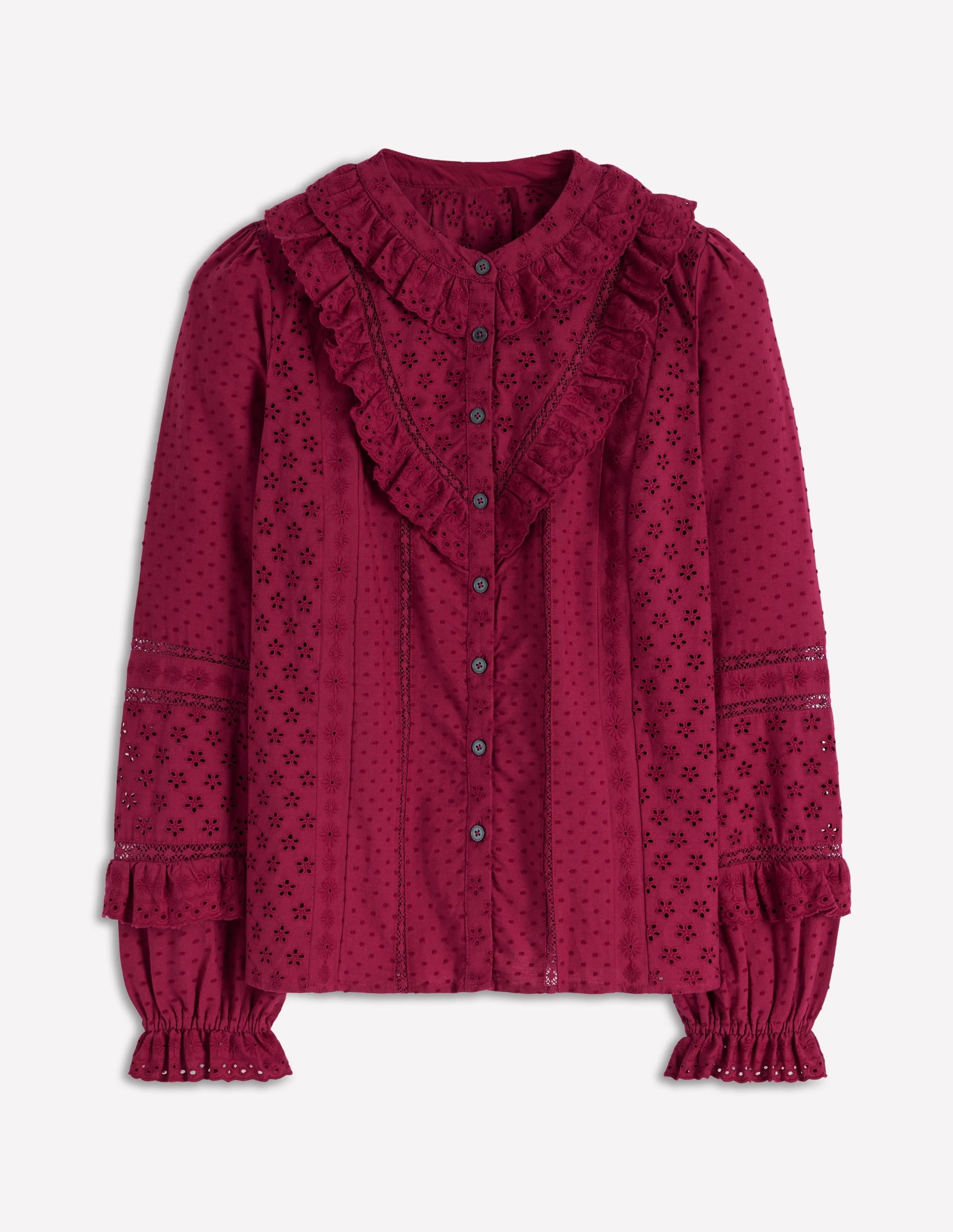 Broderie Ruffle Top-Ruby Red - Image 6