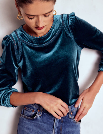 Mila Velvet Top-Midnight Ocean-2
