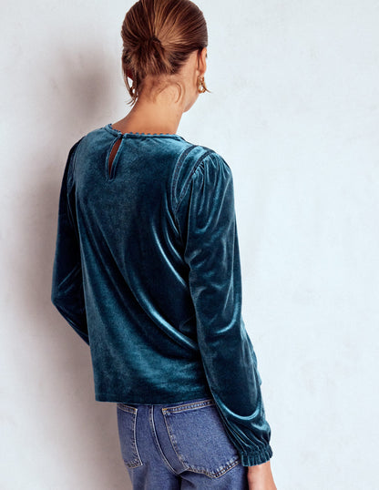 Mila Velvet Top-Midnight Ocean-3