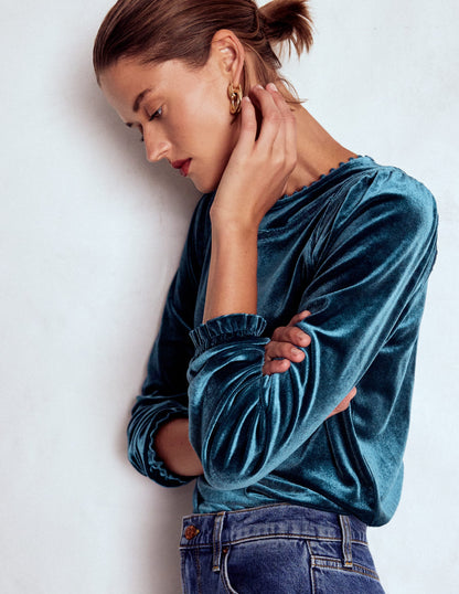 Mila Velvet Top-Midnight Ocean-5