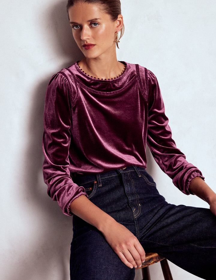 Mila Velvet Top-Deep Wisteria
