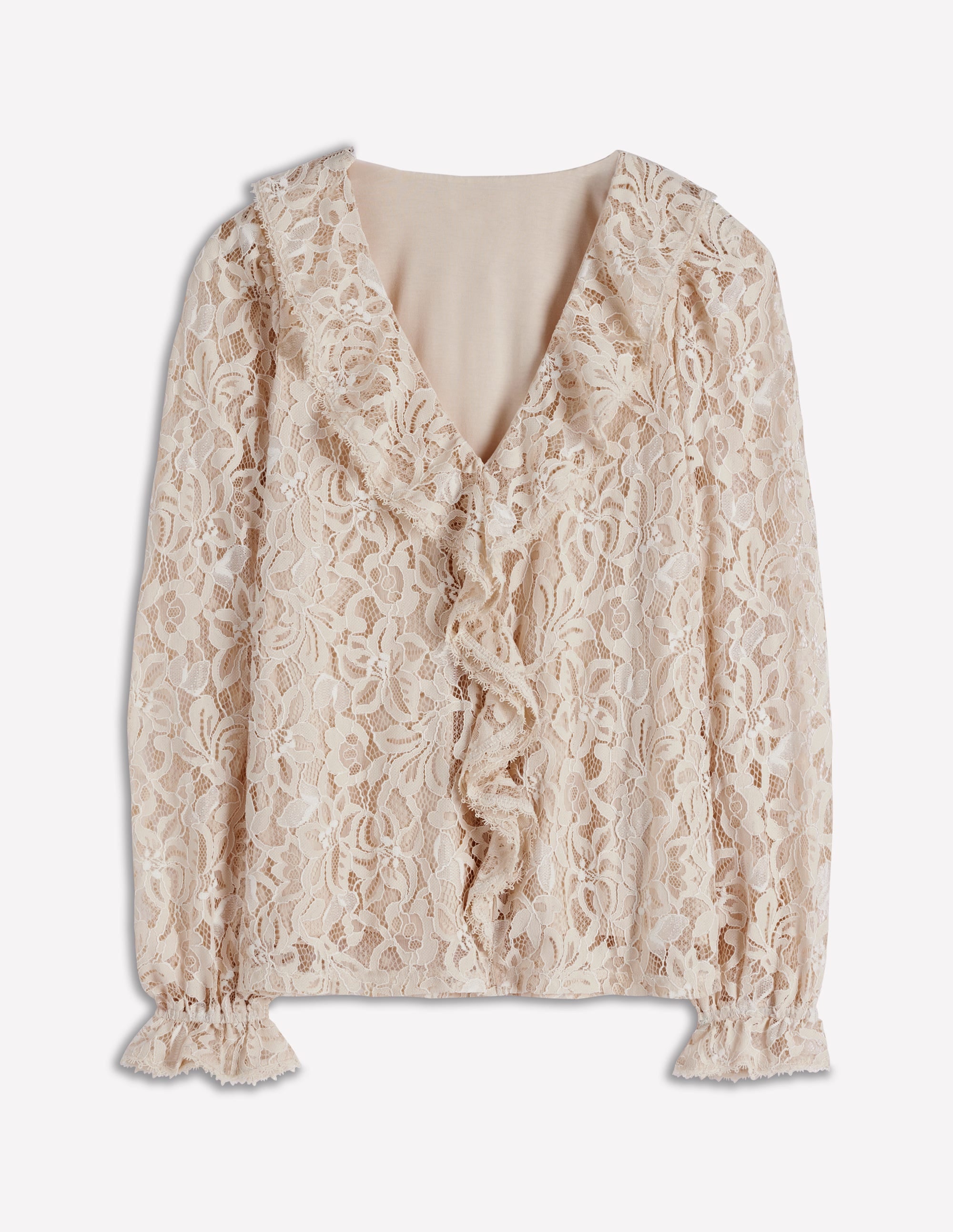 Ruffle Detail Lace Blouse-Ivory - Image 6