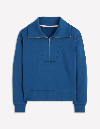 Panelled Half-zip Sweatshirt-Tourmaline Blue-5