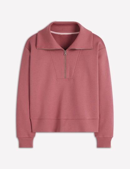 Panelled Half-zip Sweatshirt-Blushing Rose-5
