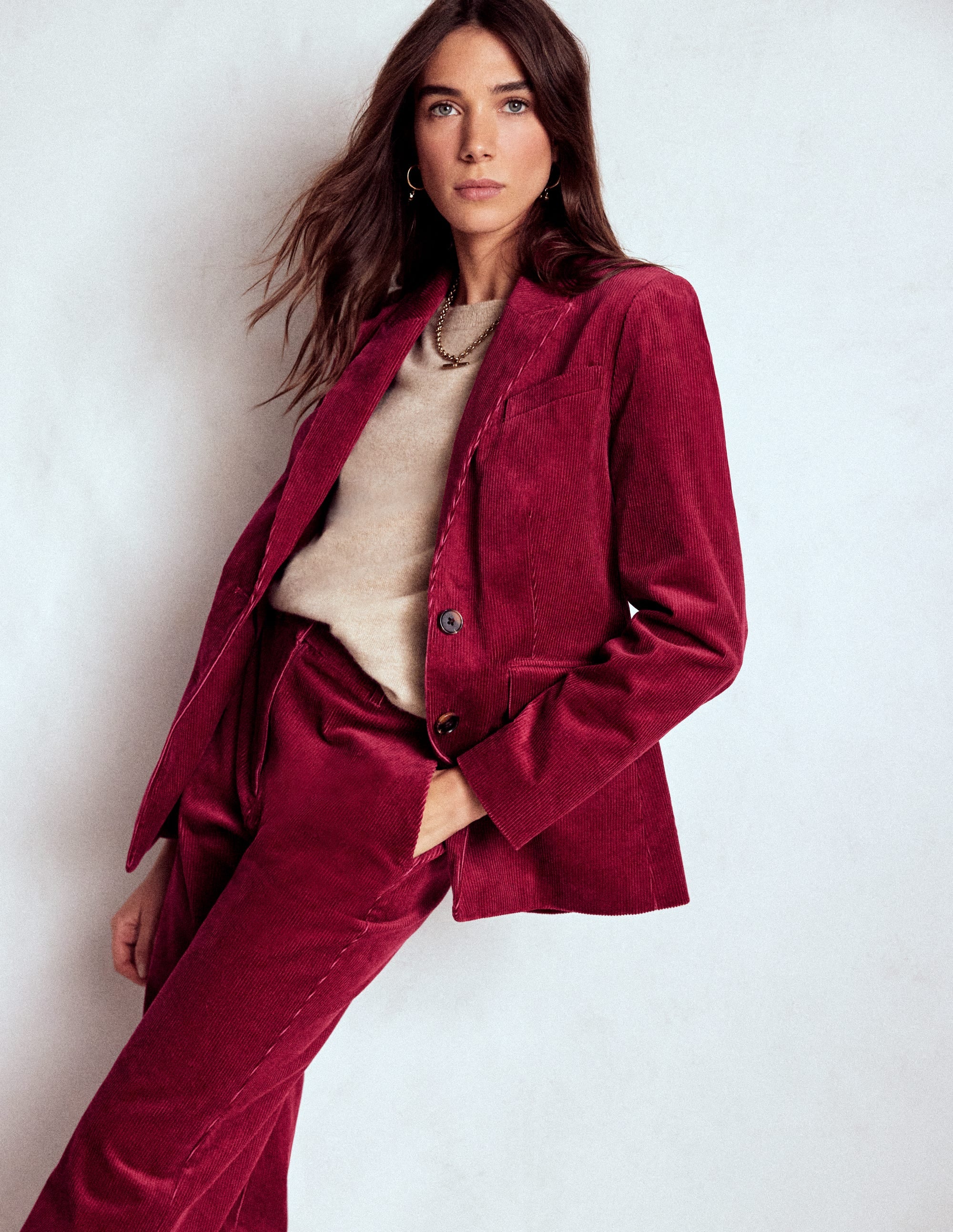 Stamford Cord Blazer-Burgundy Red - Image 1