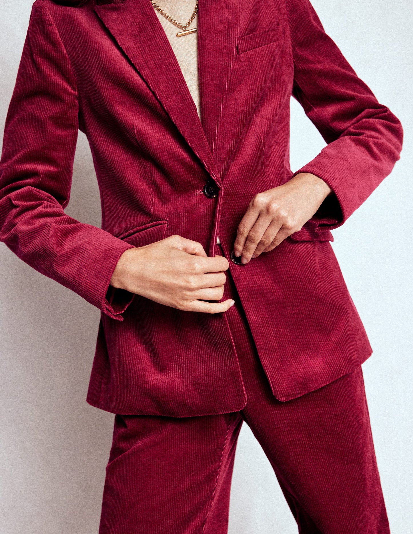 Stamford Cord Blazer-Burgundy Red
