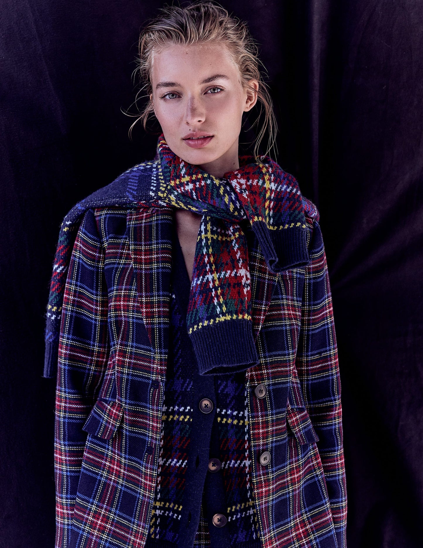 Stamford Wool-Blend Blazer-Navy, Green and Red Check