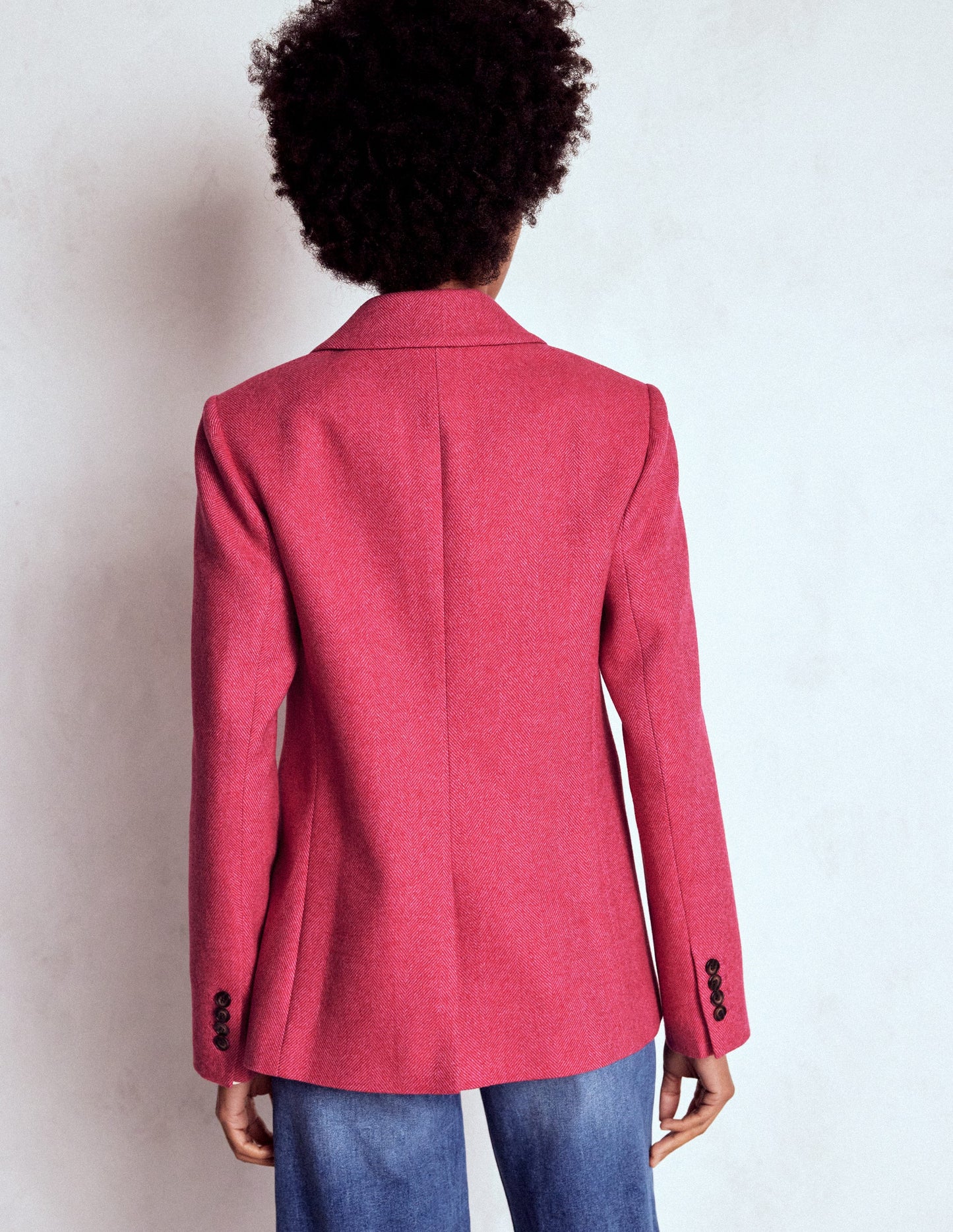 Stamford Wool-Blend Blazer-Red and Pink Wide Herringbone