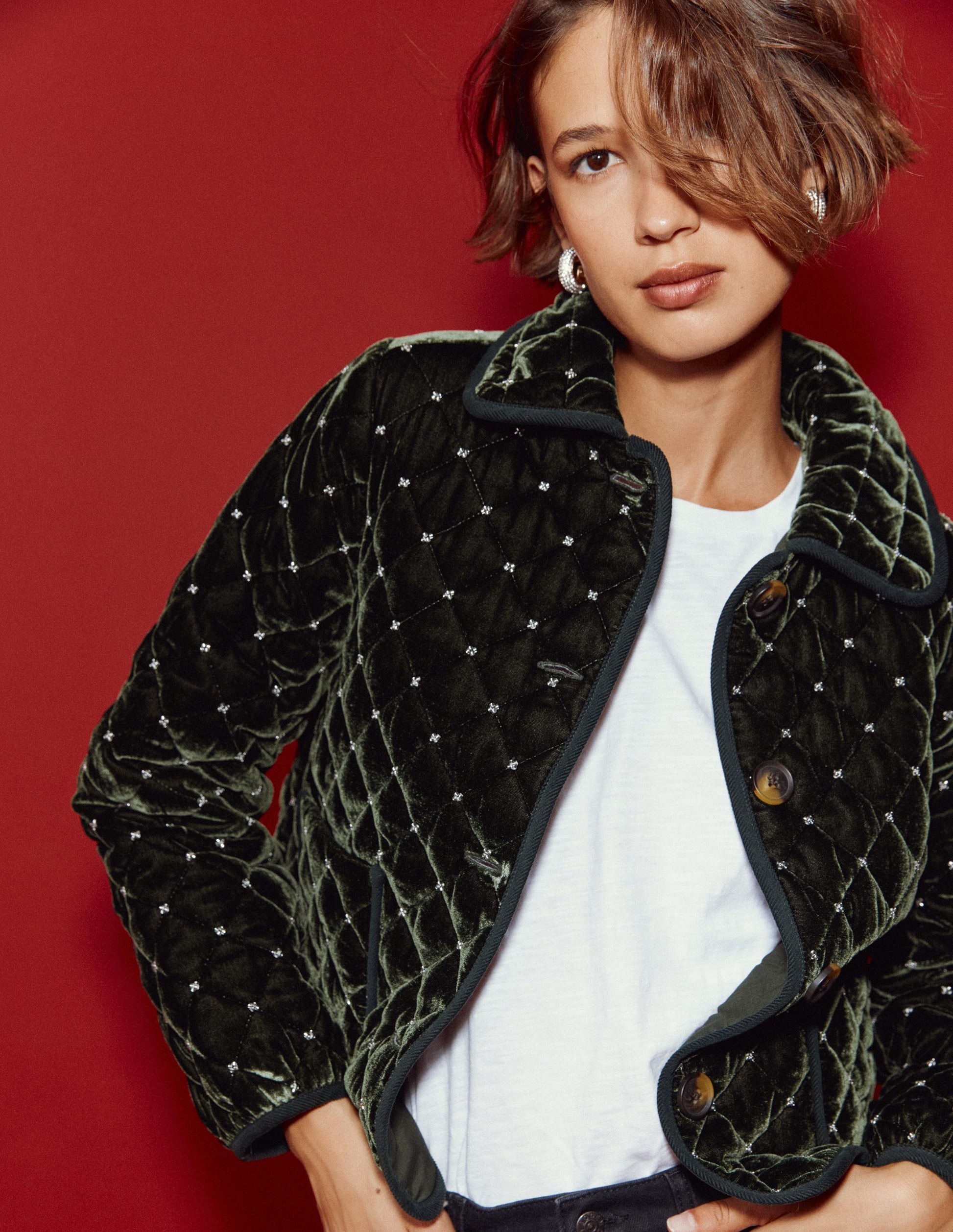 Fitzrovia Quilted Jacket-Kale Leaf, Beads-5