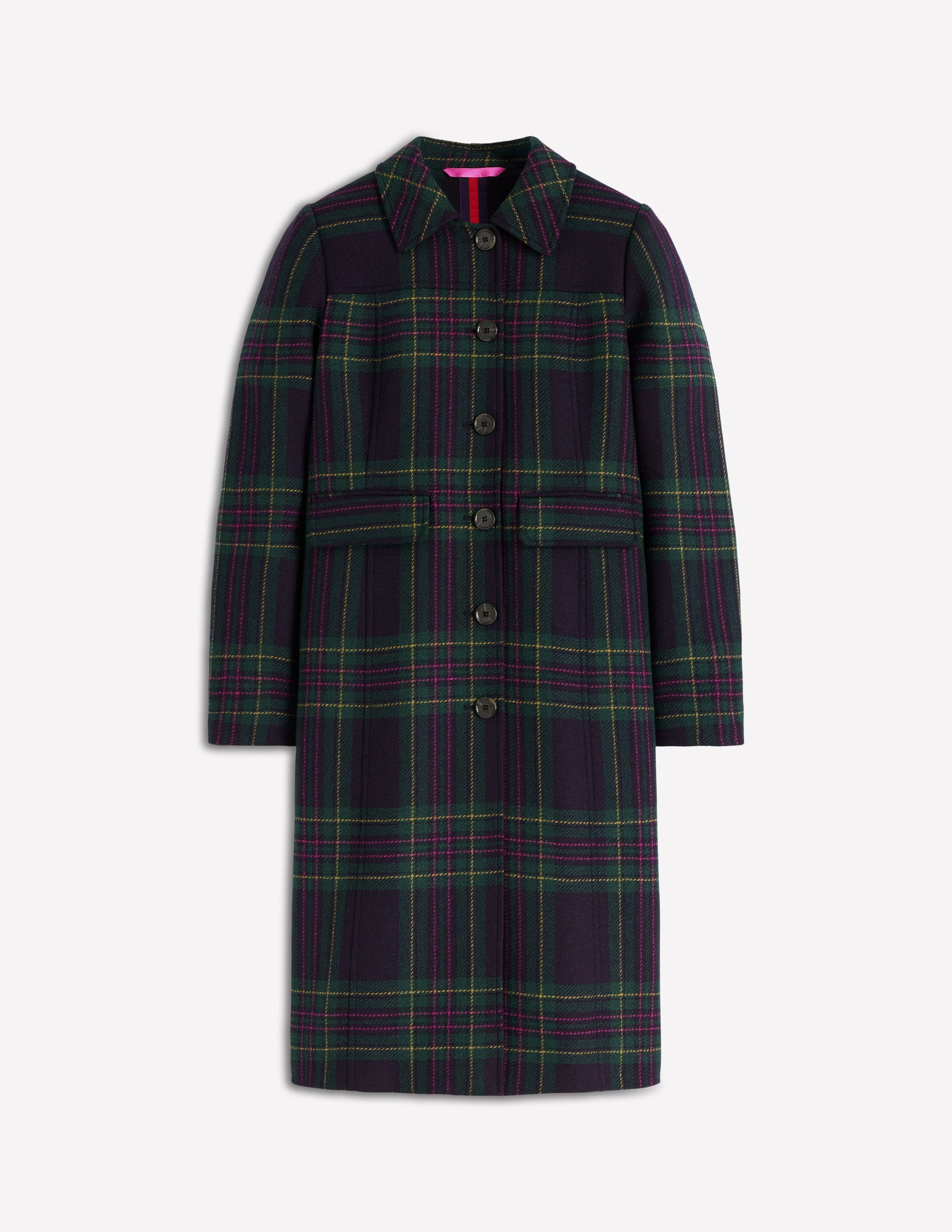 St Albans Fitted Coat-Navy & Green Tonal Check-6
