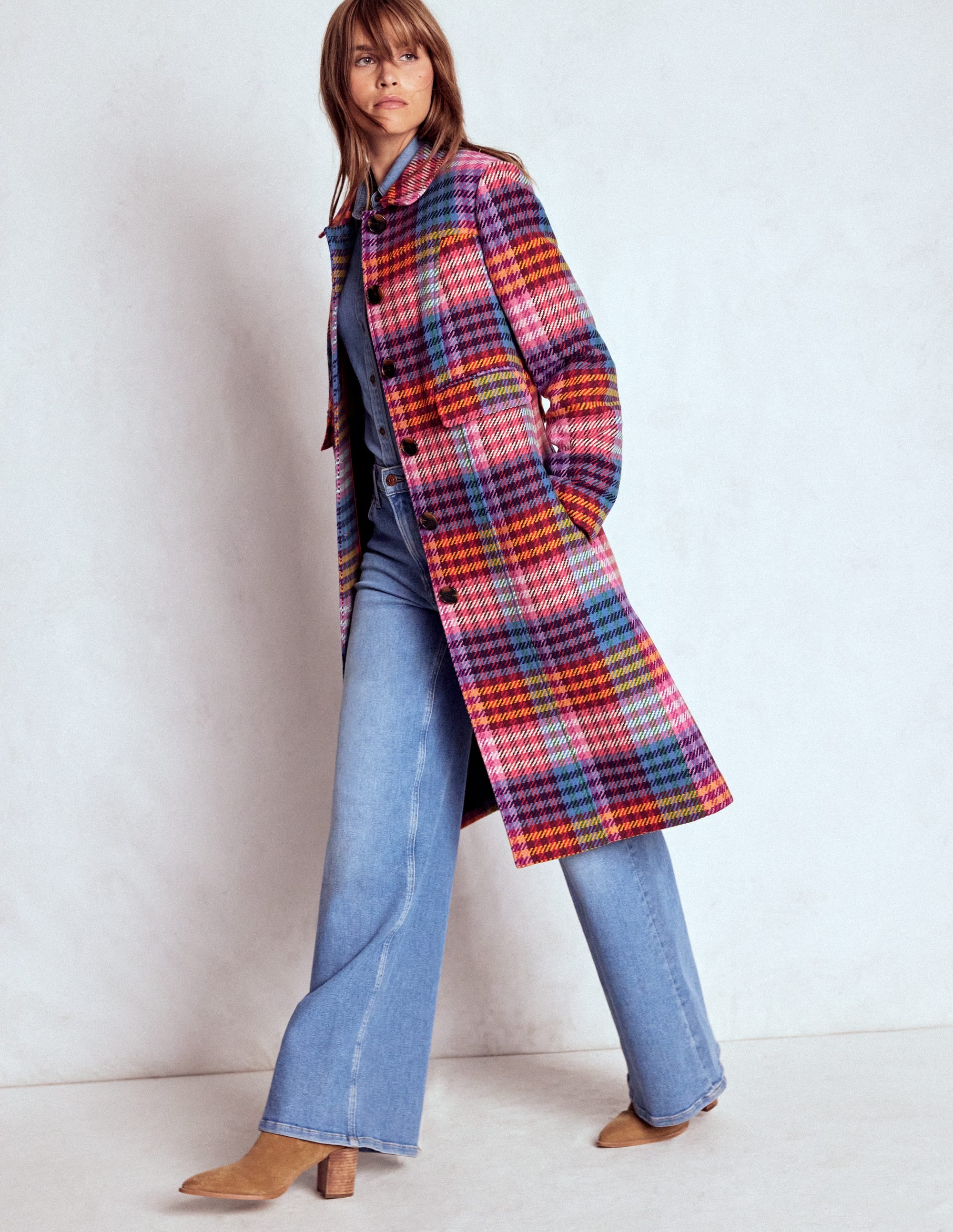 St Albans Fitted Coat-Rainbow Blanket Multigingham - Image 4