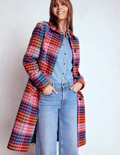 St Albans Fitted Coat-Rainbow Blanket Multigingham-5