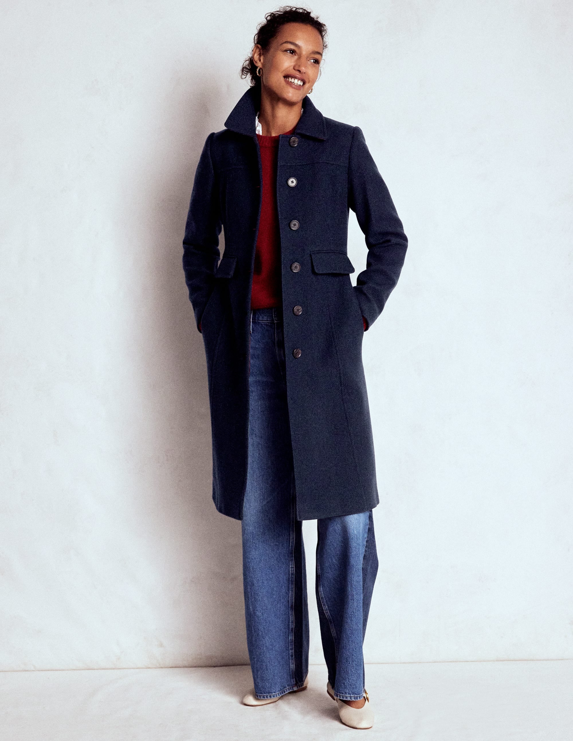 St Albans Fitted Coat-Navy - Image 1