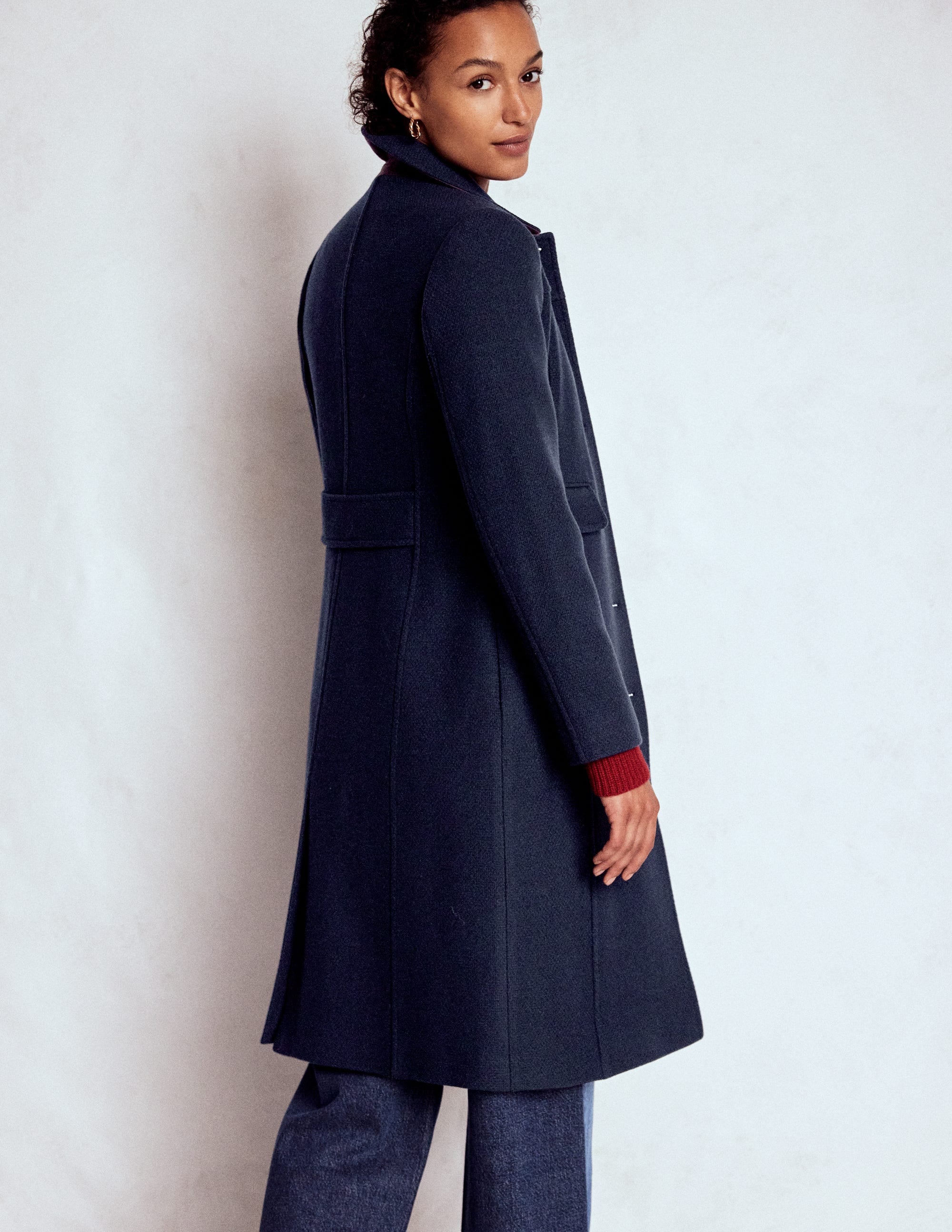 St Albans Fitted Coat-Navy - Image 3