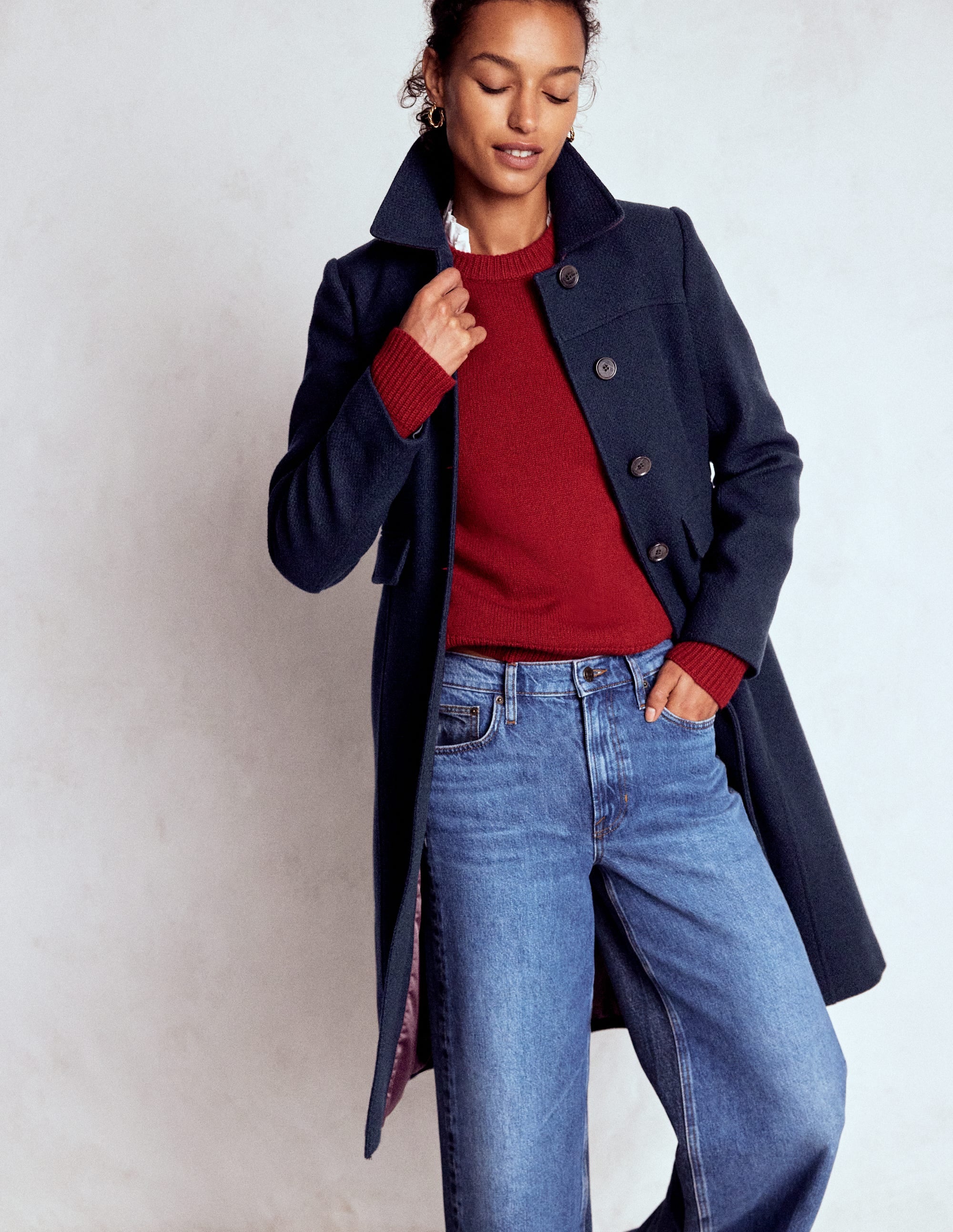 St Albans Fitted Coat-Navy - Image 5