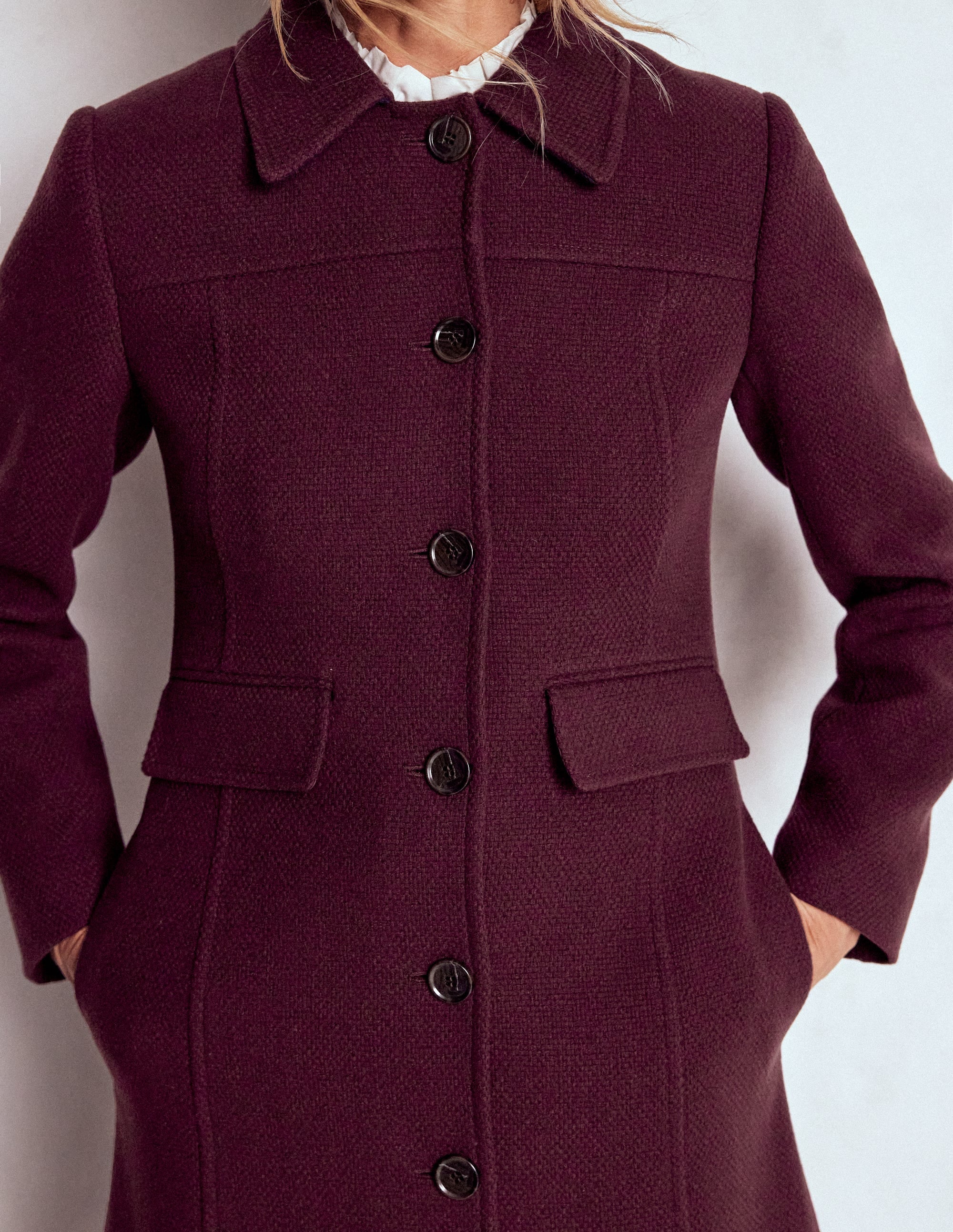 St Albans Fitted Coat-Dark Cherry | Boden USA