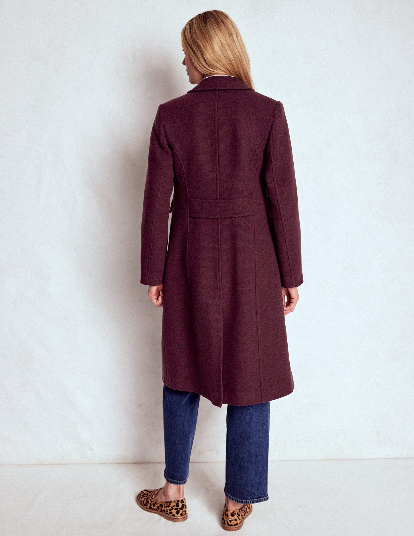 St Albans Fitted Coat-Dark Cherry