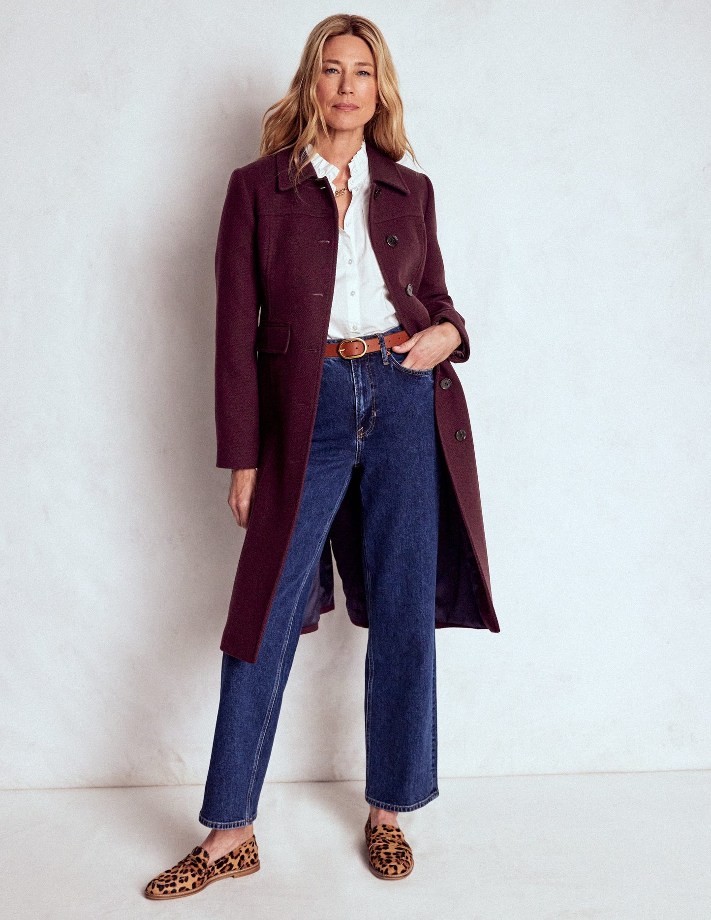 St Albans Fitted Coat-Dark Cherry