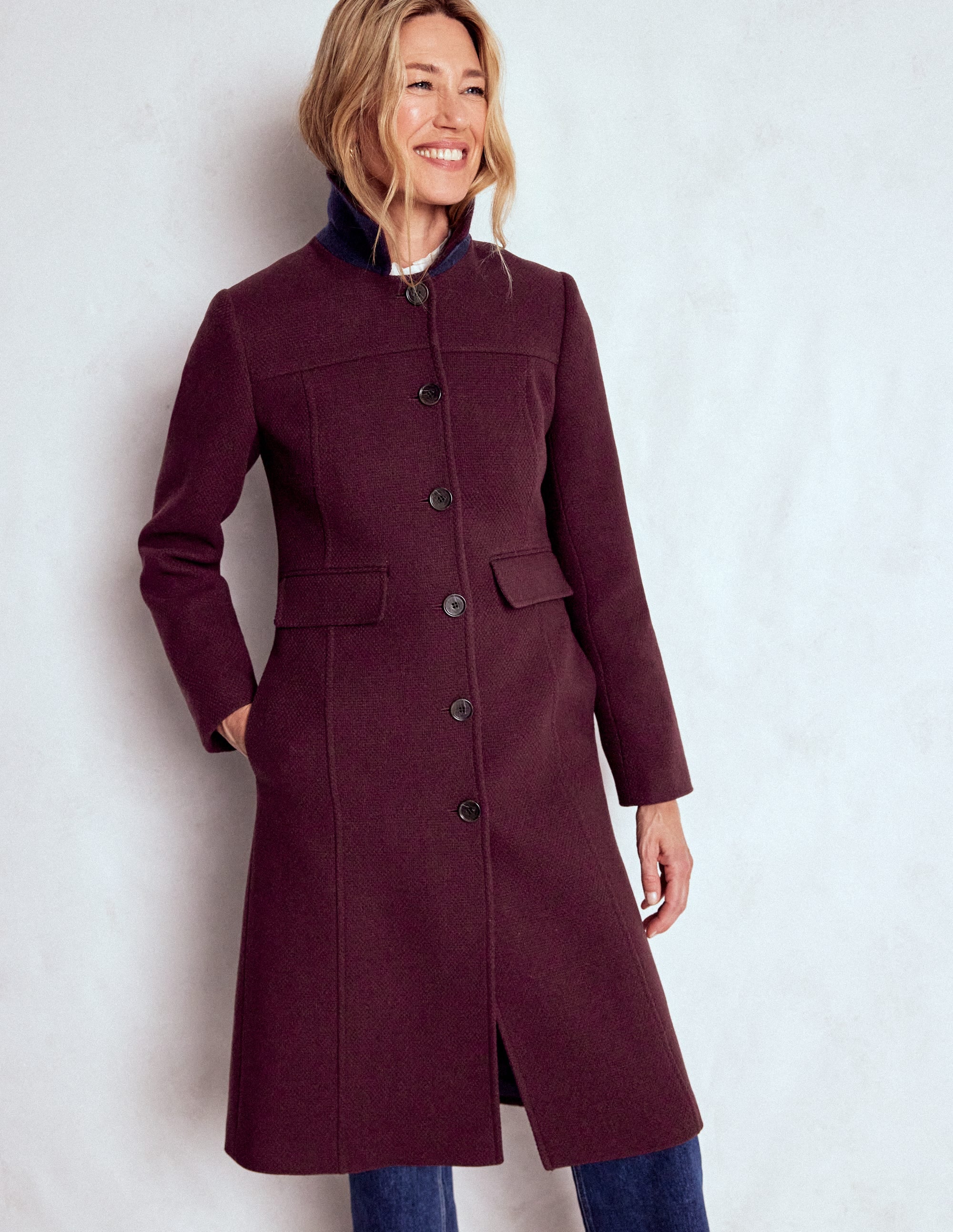 St Albans Fitted Coat-Dark Cherry | Boden USA