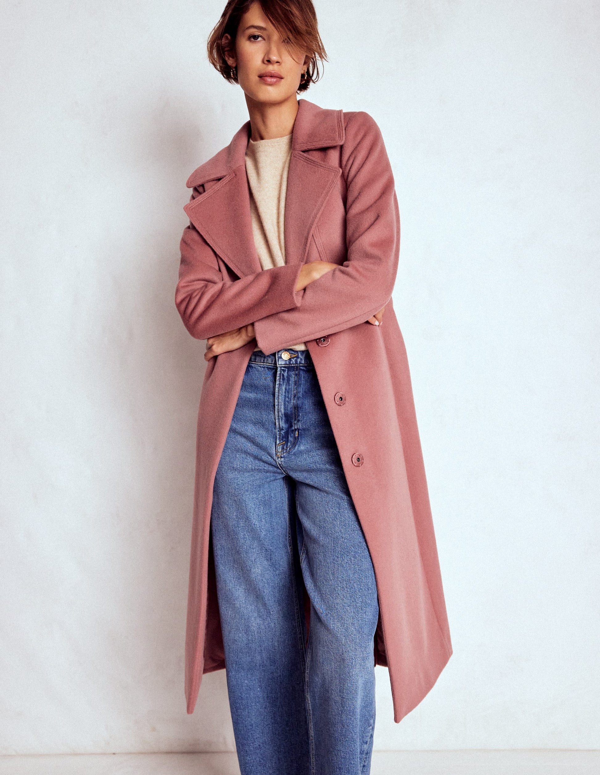 Bow Front Coat-Dusty Pink-5