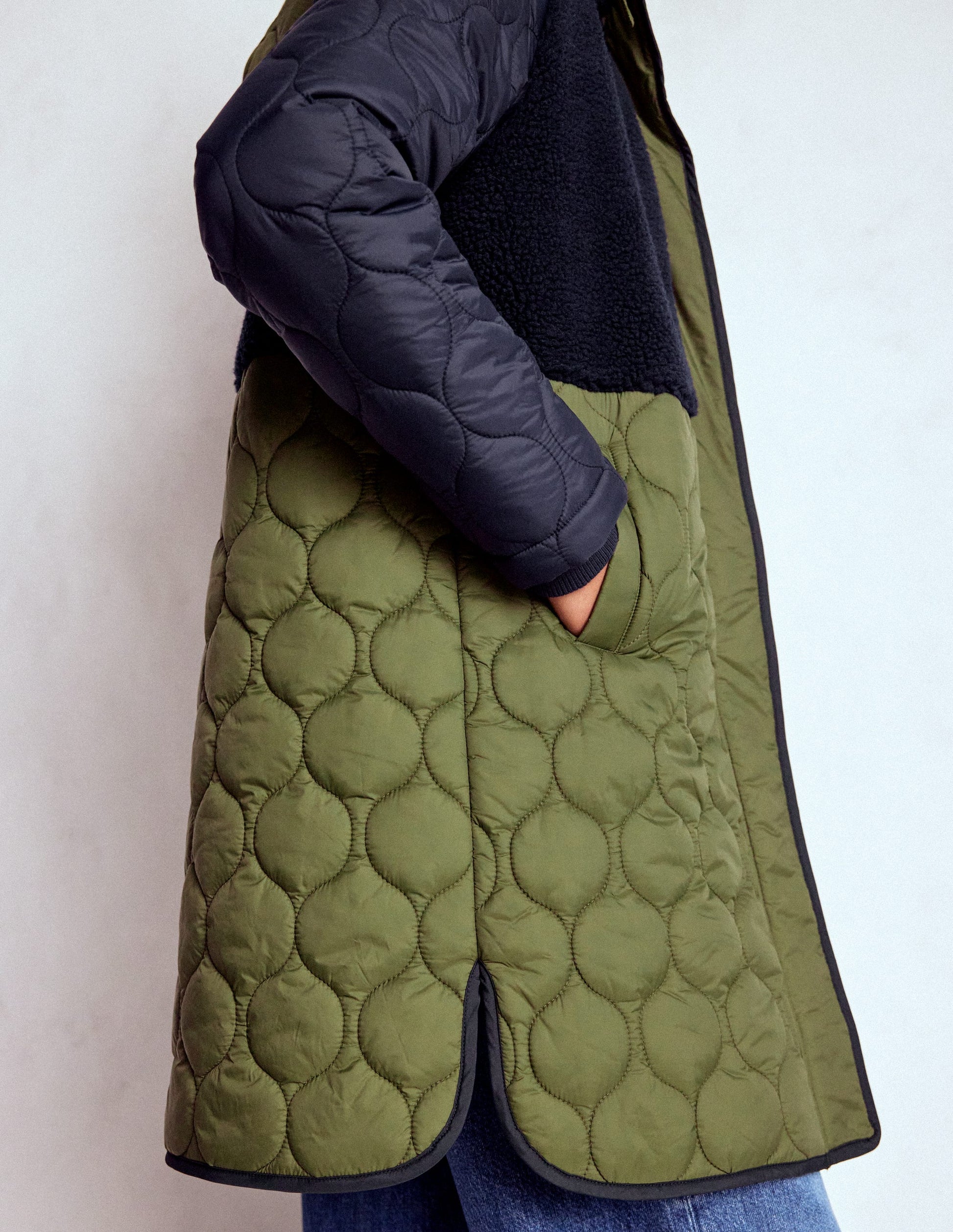 Borg Mix Coat-Navy & Khaki Mix-5