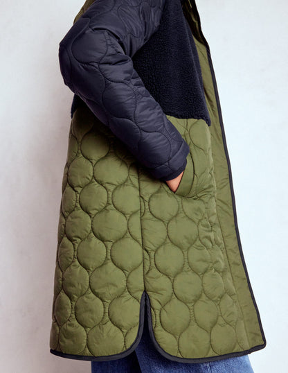 Borg Mix Coat-Navy & Khaki Mix-5